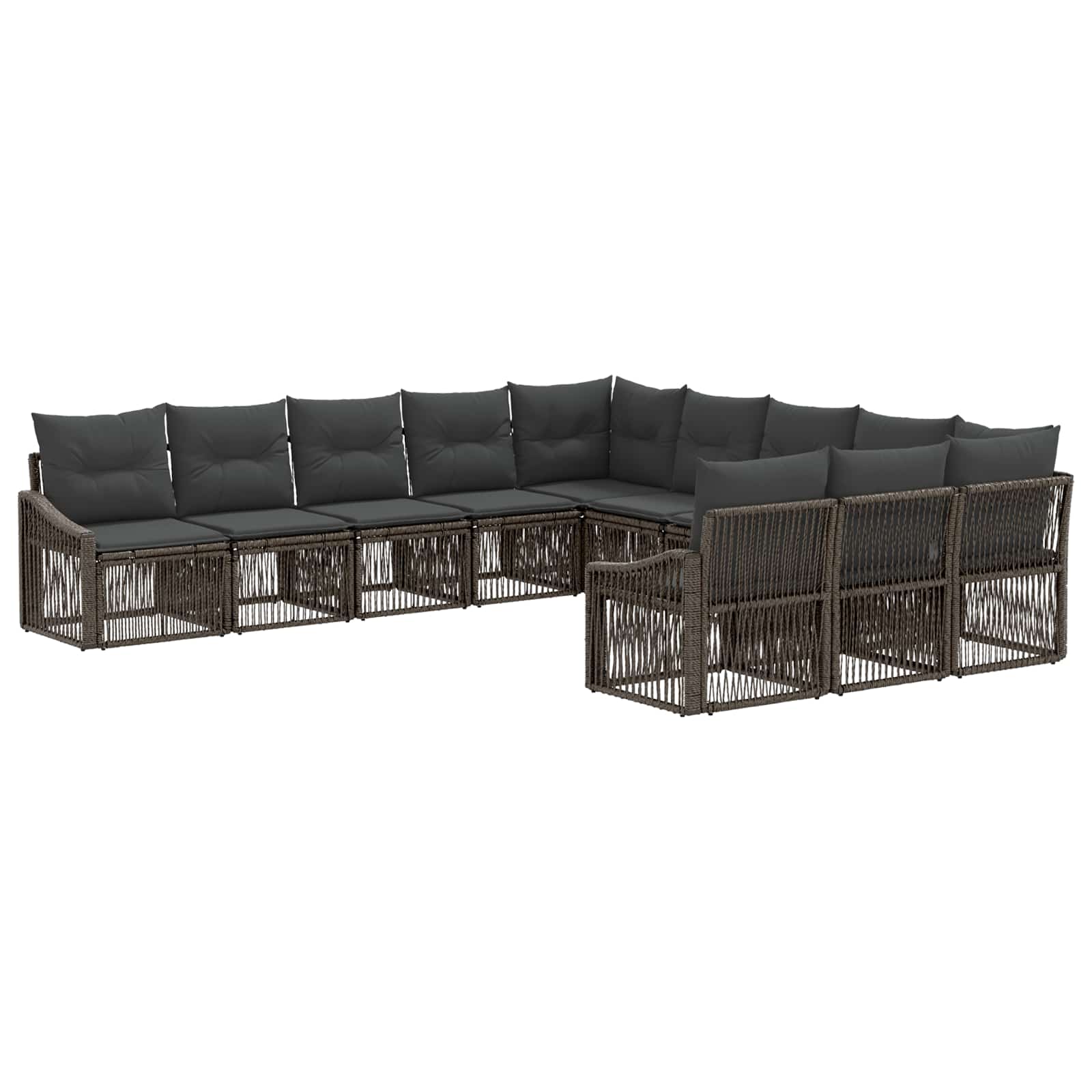 vidaXL Tuinbankenset 12 pcs Zwart poly rattan