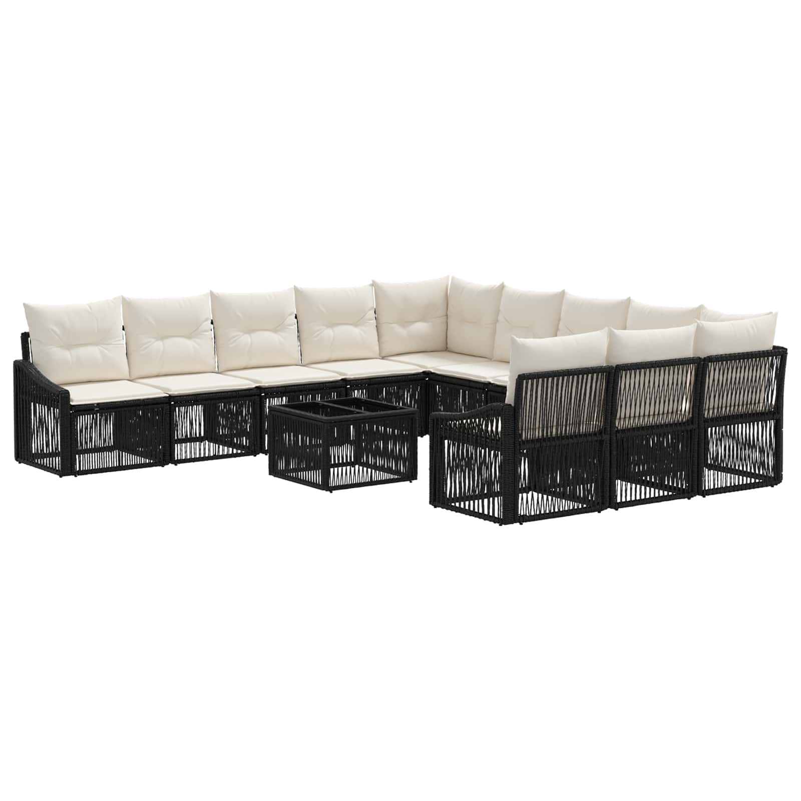 vidaXL Tuinbankenset 12 pcs Zwart poly rattan