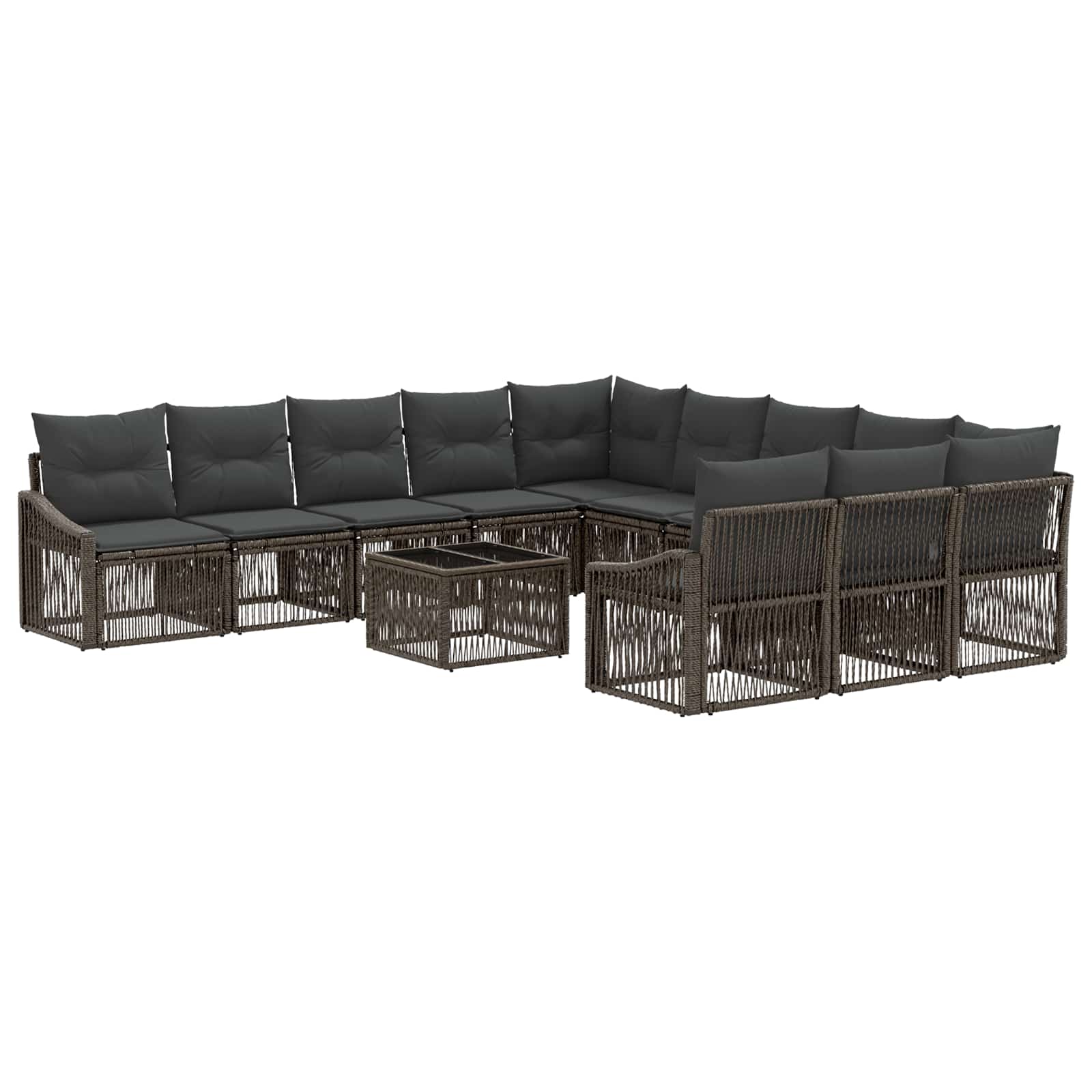 vidaXL Tuinbankenset 12 pcs Zwart poly rattan