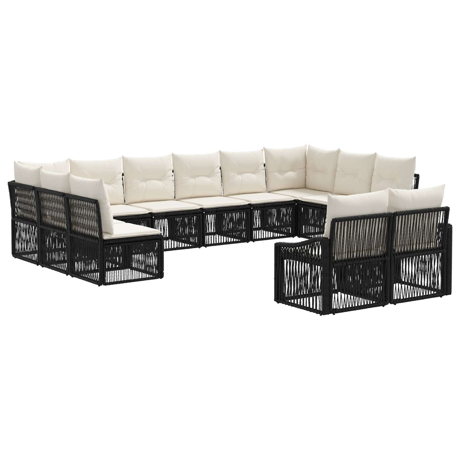 vidaXL Tuinbankenset 13 pcs Zwart poly rattan
