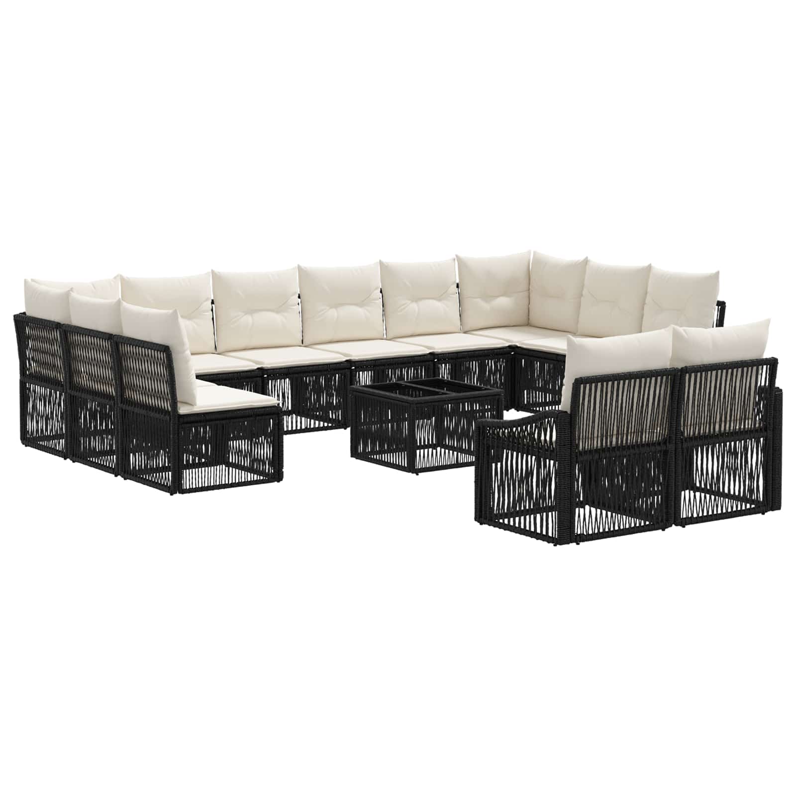 vidaXL Tuinbankenset 13 pcs Zwart poly rattan