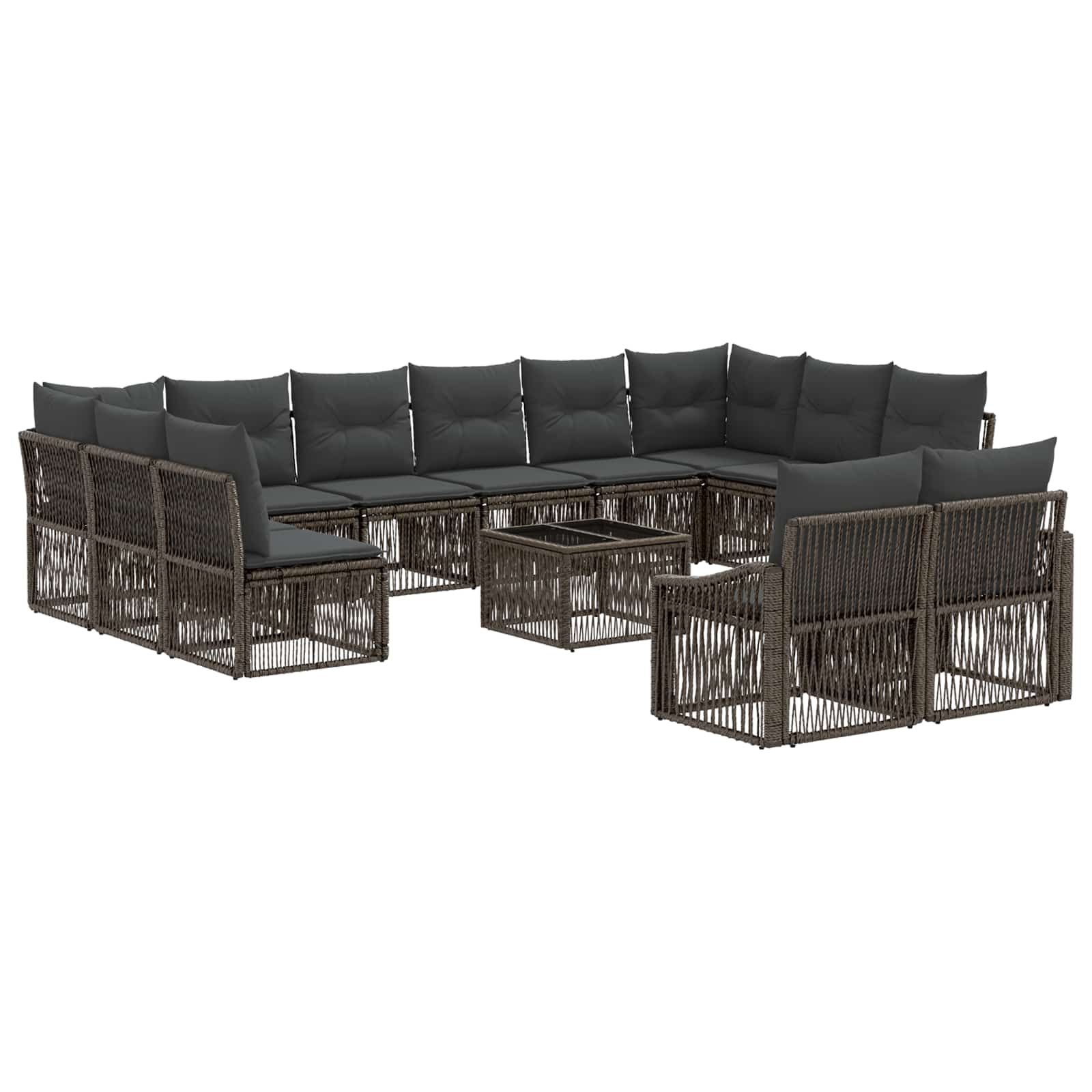 vidaXL Tuinbankenset 13 pcs Zwart poly rattan