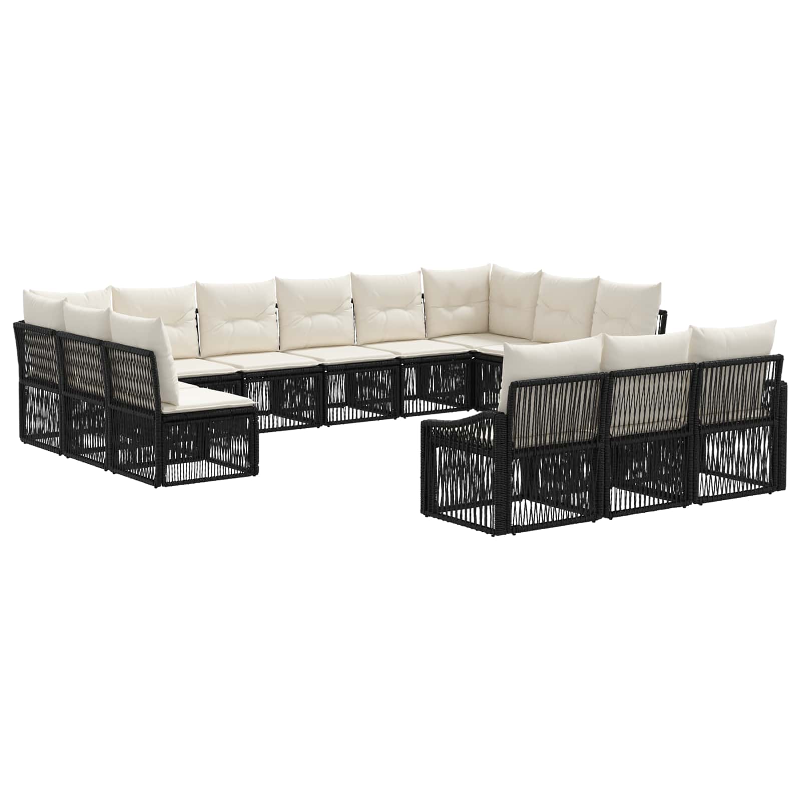 vidaXL Tuinbankenset 14 pcs Zwart poly rattan