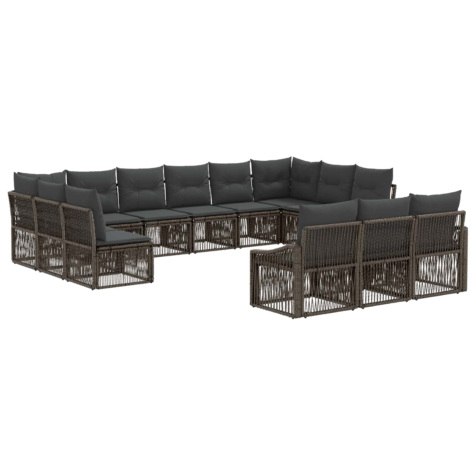 vidaXL Tuinbankenset 14 pcs Zwart poly rattan
