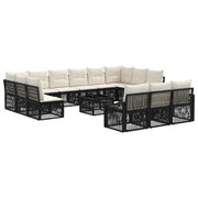 vidaXL Tuinbankenset 14 pcs Zwart poly rattan