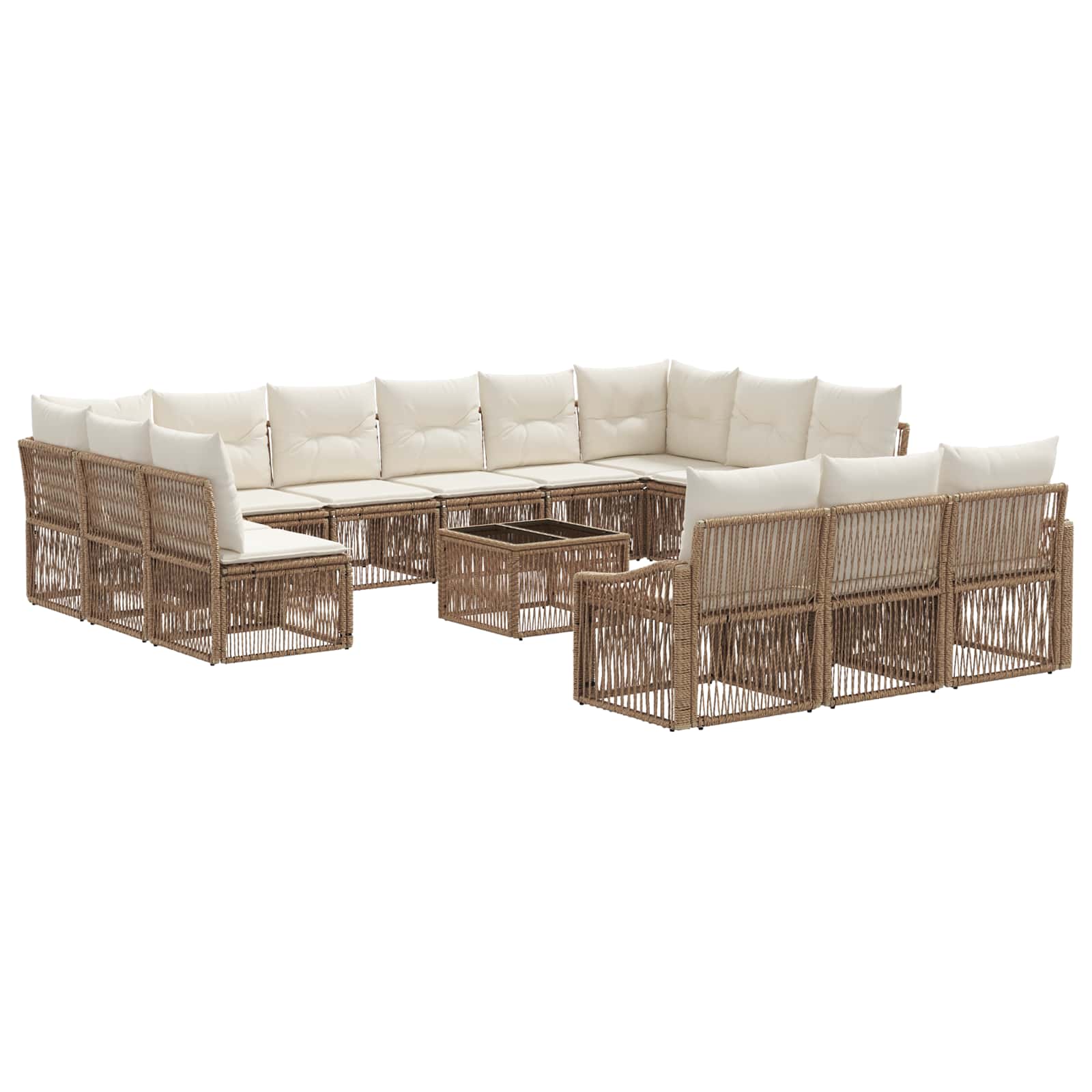 vidaXL Tuinbankenset 14 pcs Zwart poly rattan