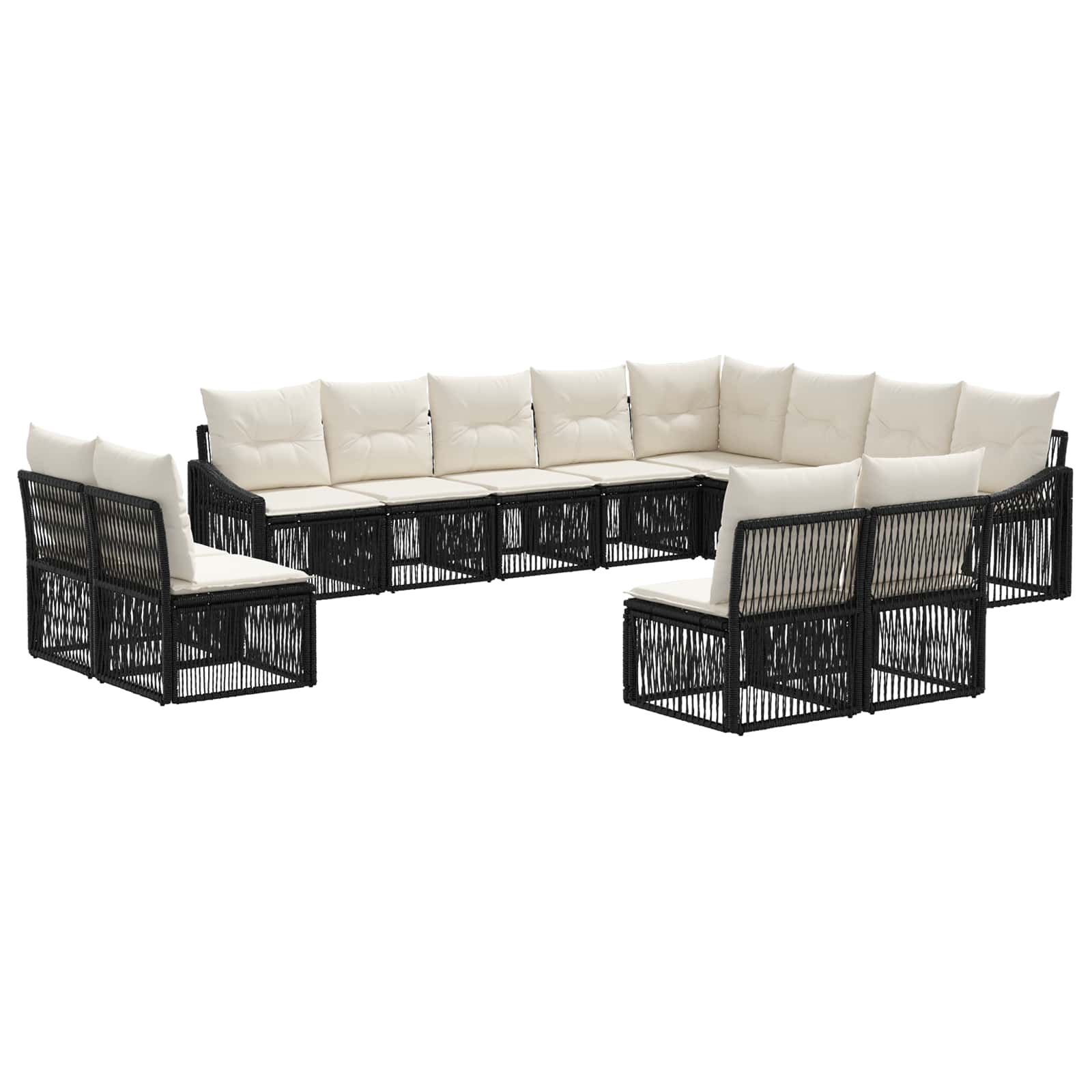 vidaXL Tuinbankenset 13 pcs Zwart poly rattan