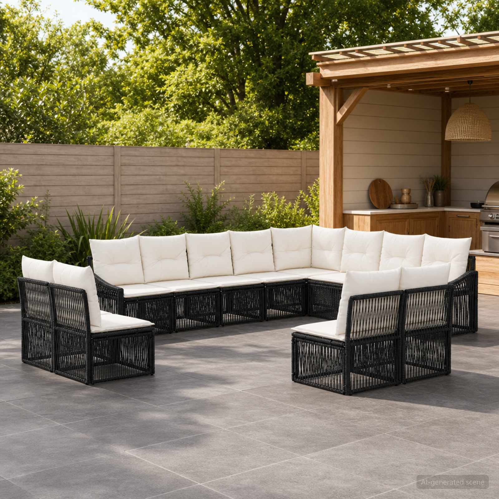 vidaXL Tuinbankenset 13 pcs Zwart poly rattan