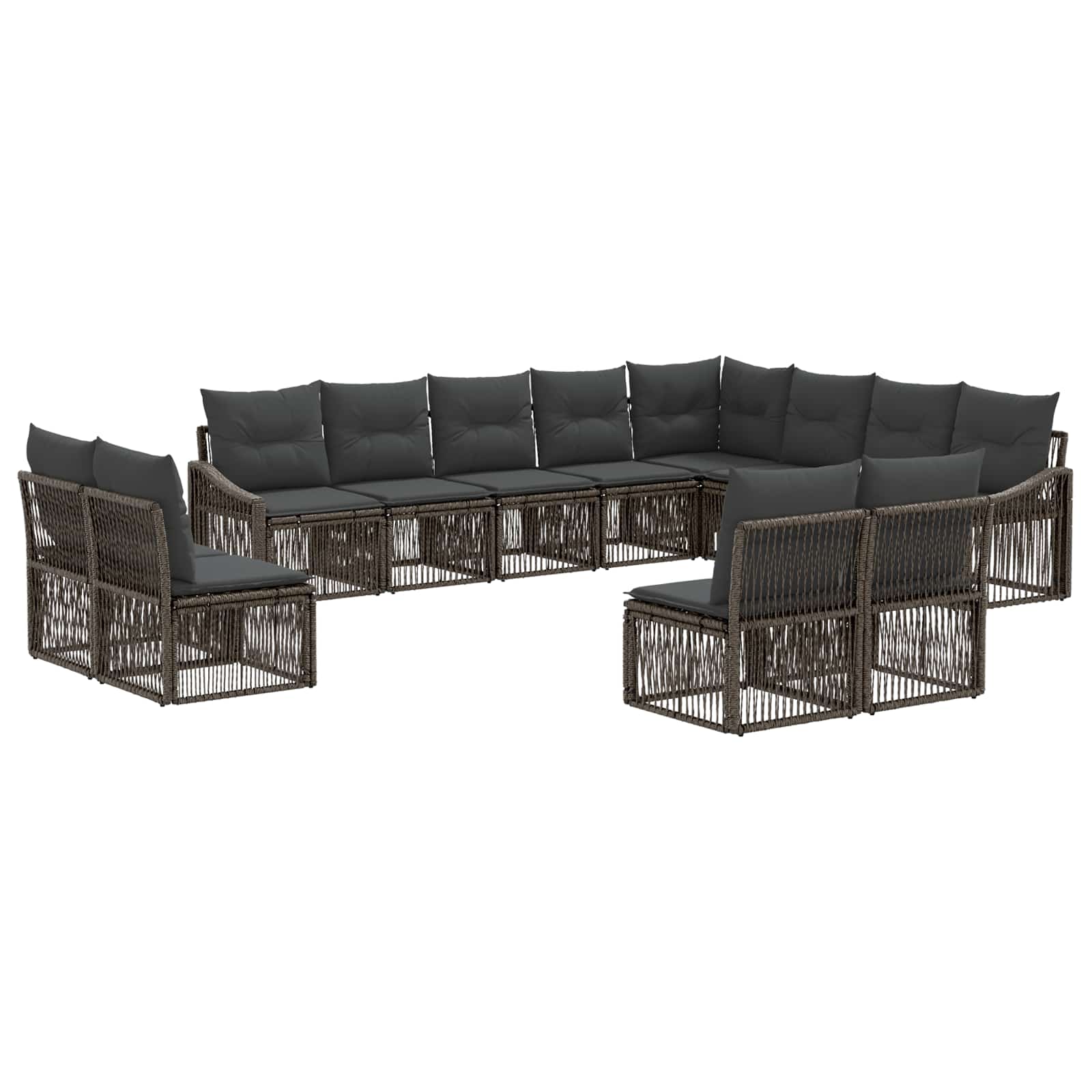 vidaXL Tuinbankenset 13 pcs Zwart poly rattan
