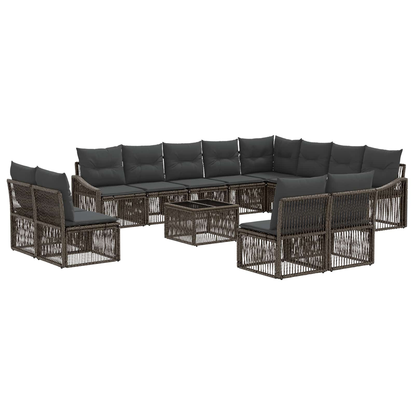 vidaXL Tuinbankenset 13 pcs Zwart poly rattan