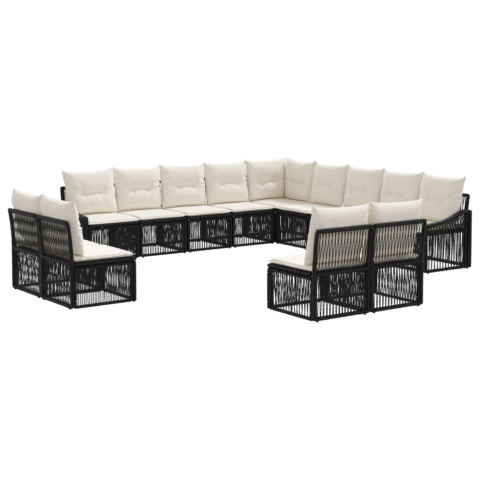 vidaXL Tuinbankenset 14 pcs Zwart poly rattan