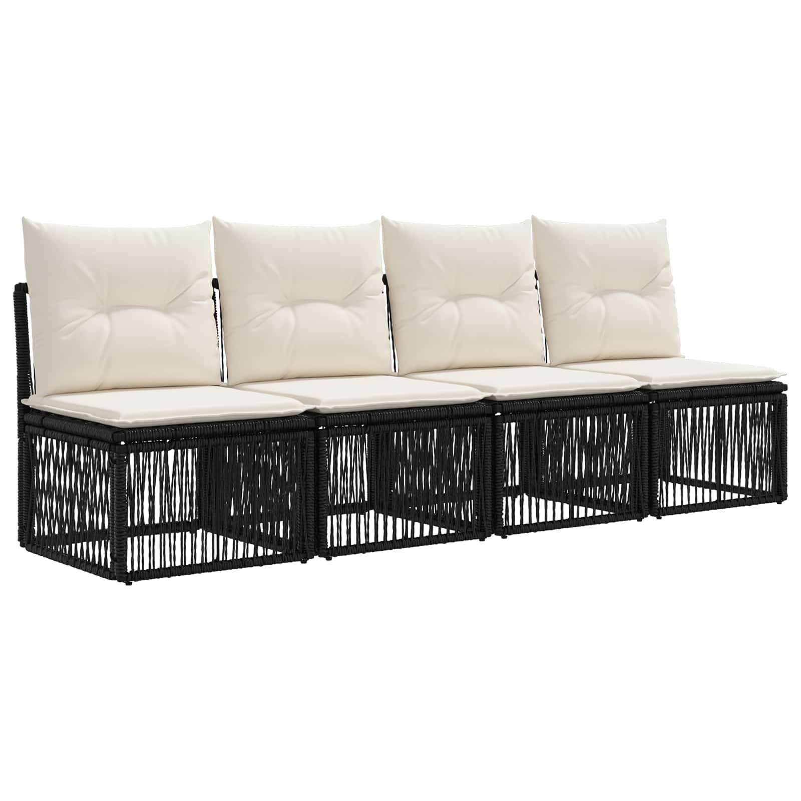 vidaXL Tuinbankenset 14 pcs Zwart poly rattan