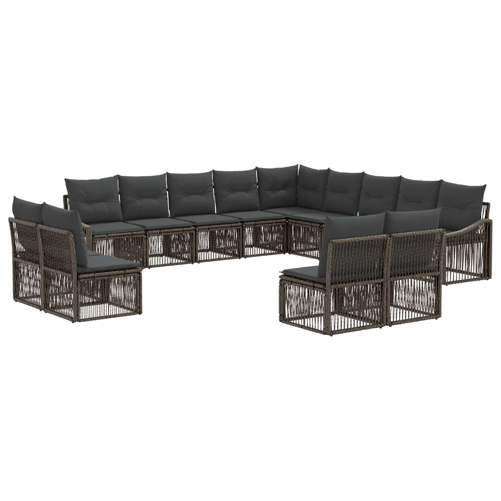 vidaXL Tuinbankenset 14 pcs Zwart poly rattan