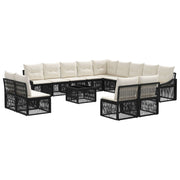 vidaXL Tuinbankenset 14 pcs Zwart poly rattan