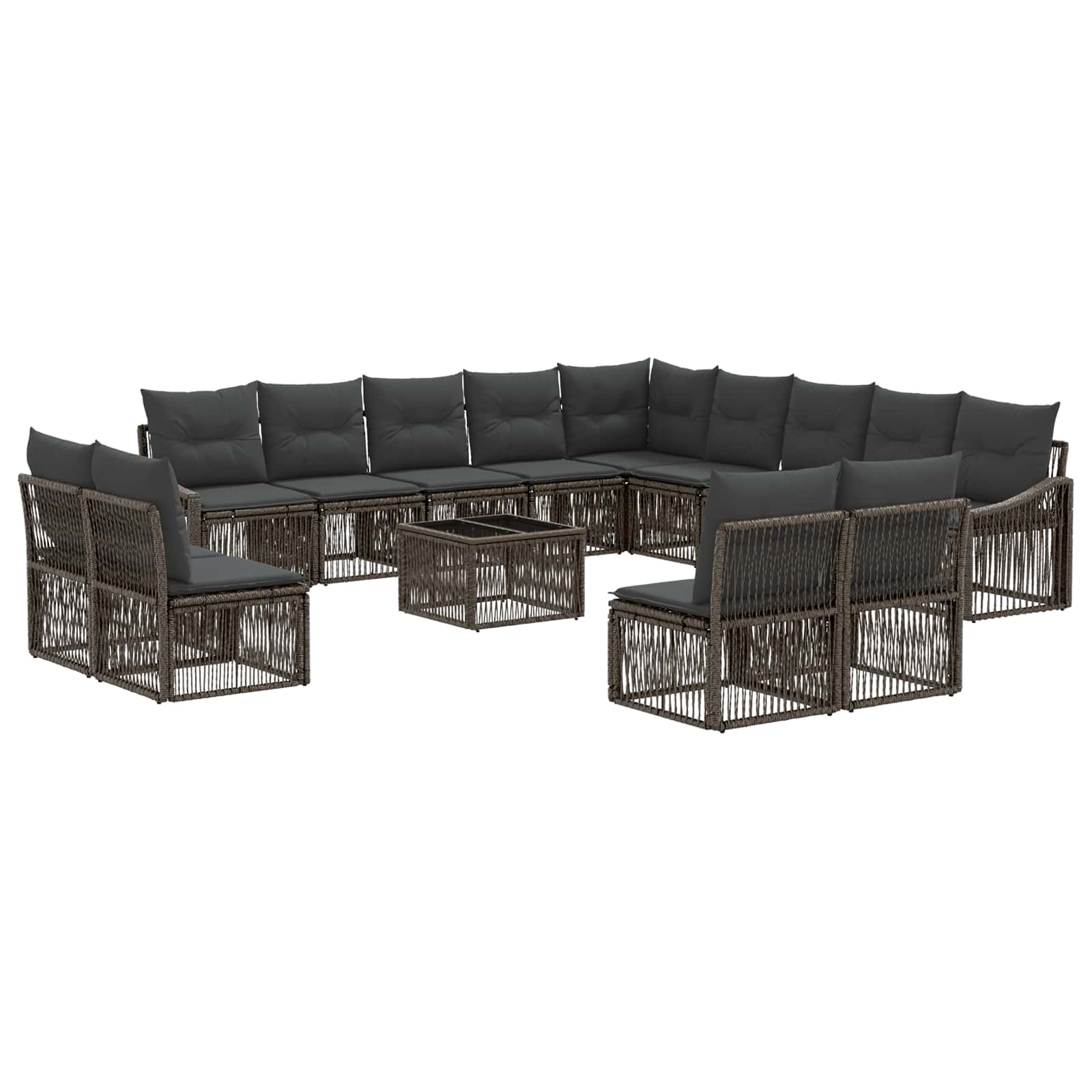 vidaXL Tuinbankenset 14 pcs Zwart poly rattan