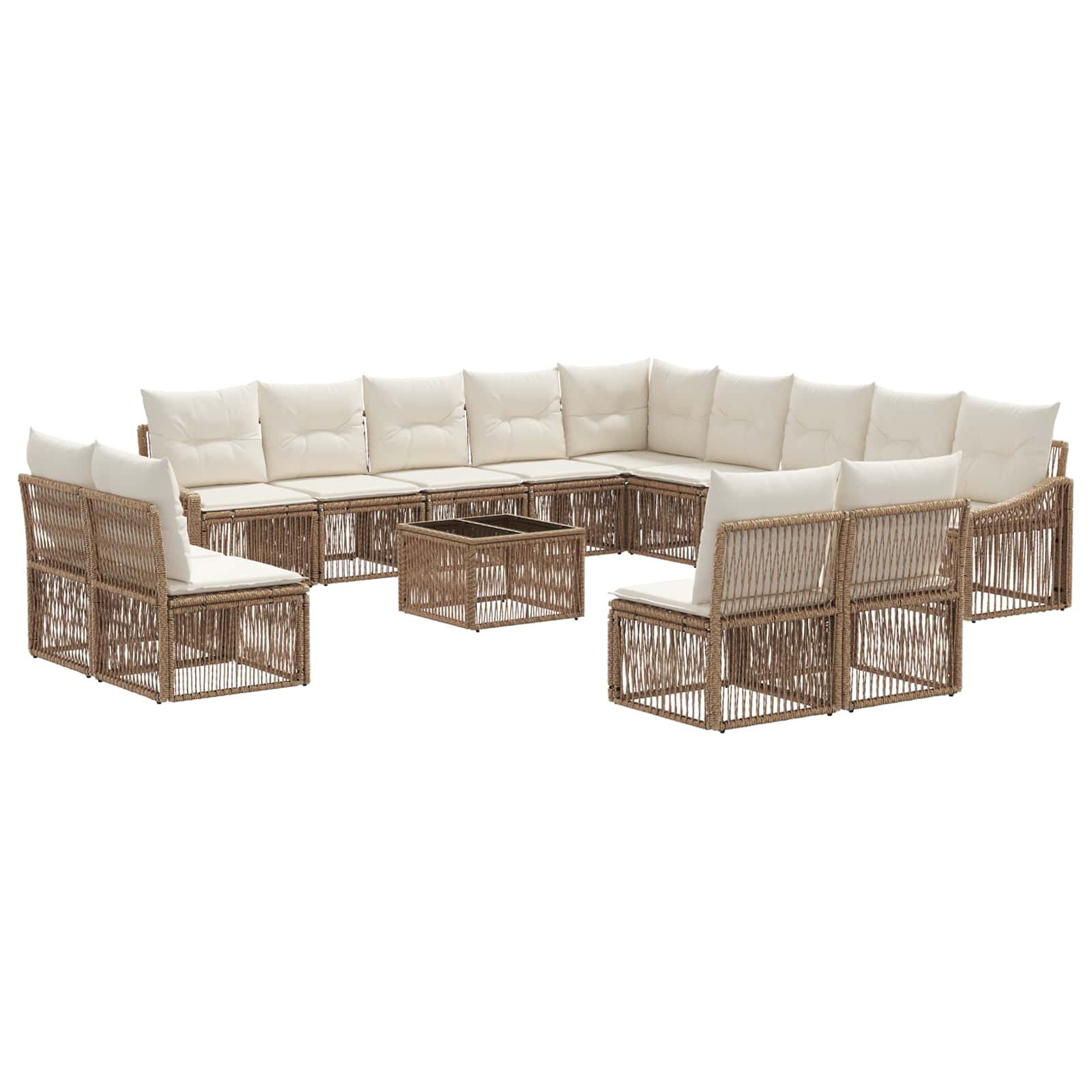 vidaXL Tuinbankenset 14 pcs Zwart poly rattan