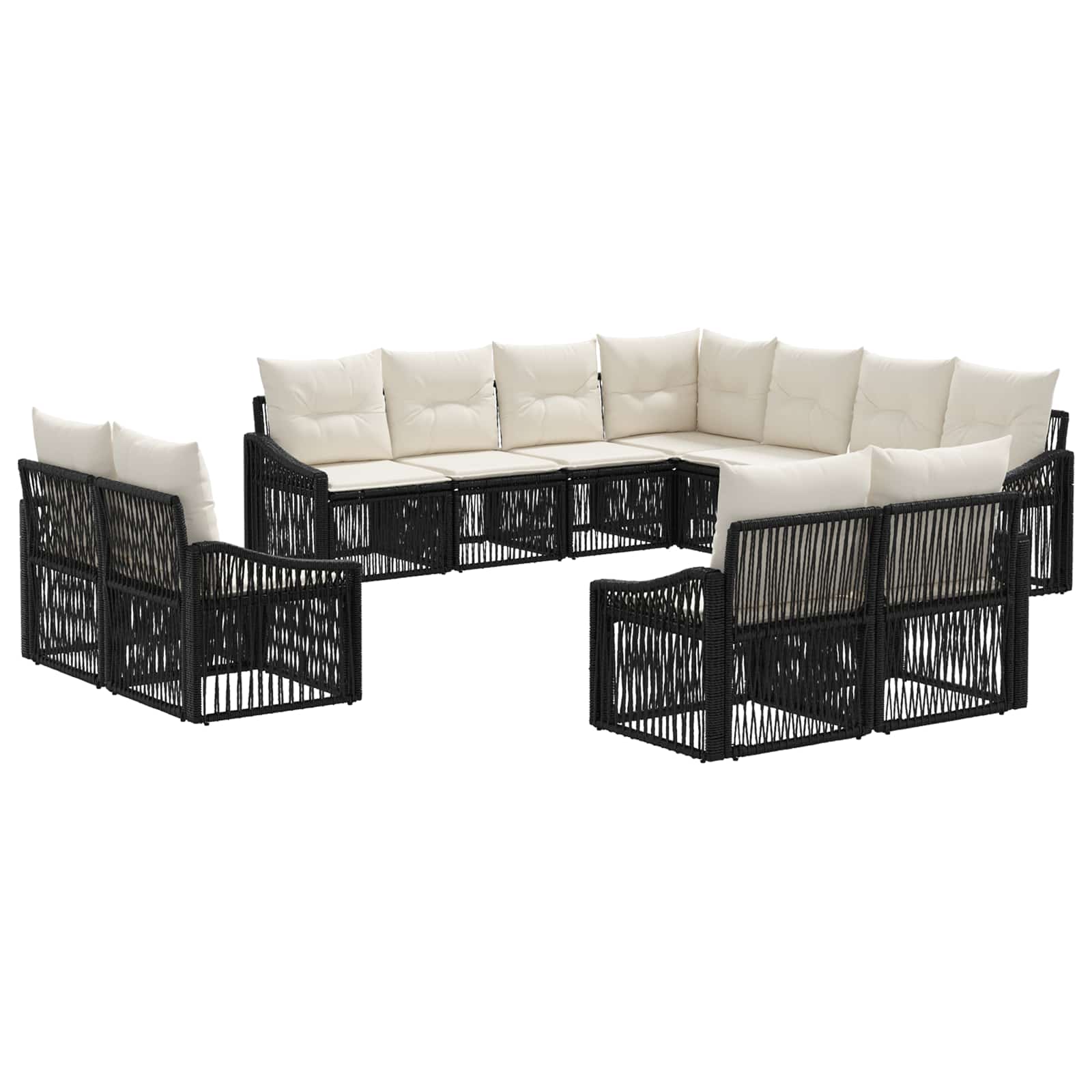 vidaXL Tuinbankenset 12 pcs Zwart poly rattan