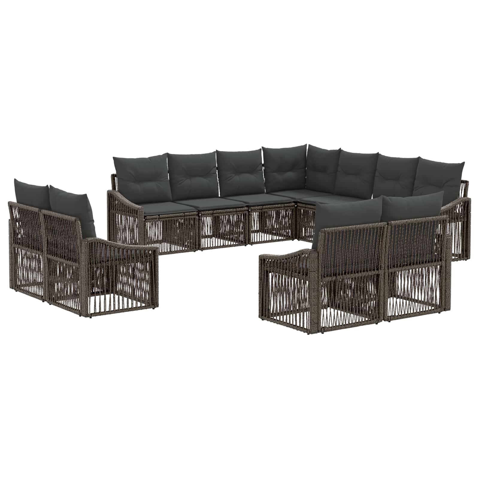 vidaXL Tuinbankenset 12 pcs Zwart poly rattan