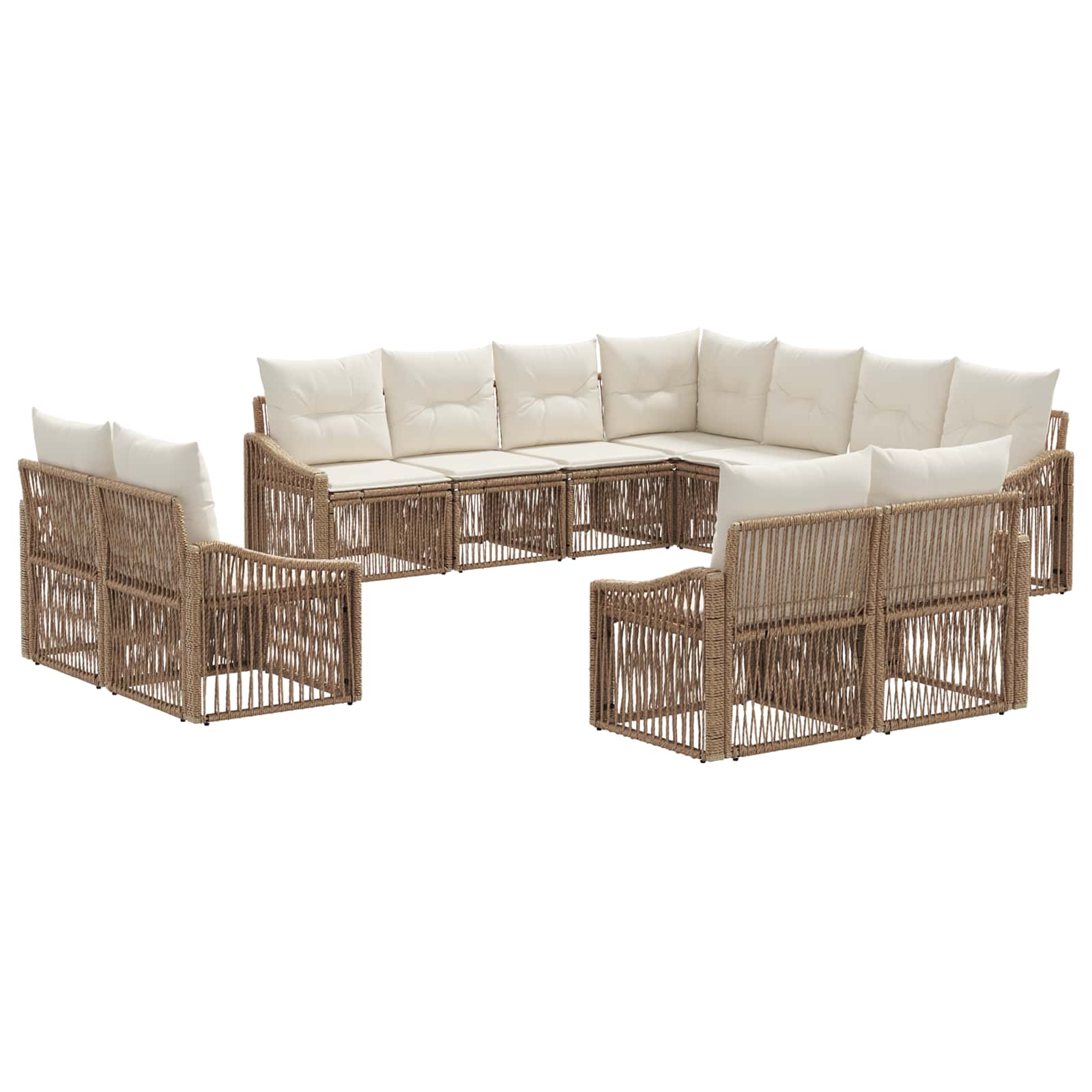 vidaXL Tuinbankenset 12 pcs Zwart poly rattan