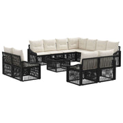 vidaXL Tuinbankenset 12 pcs Zwart poly rattan