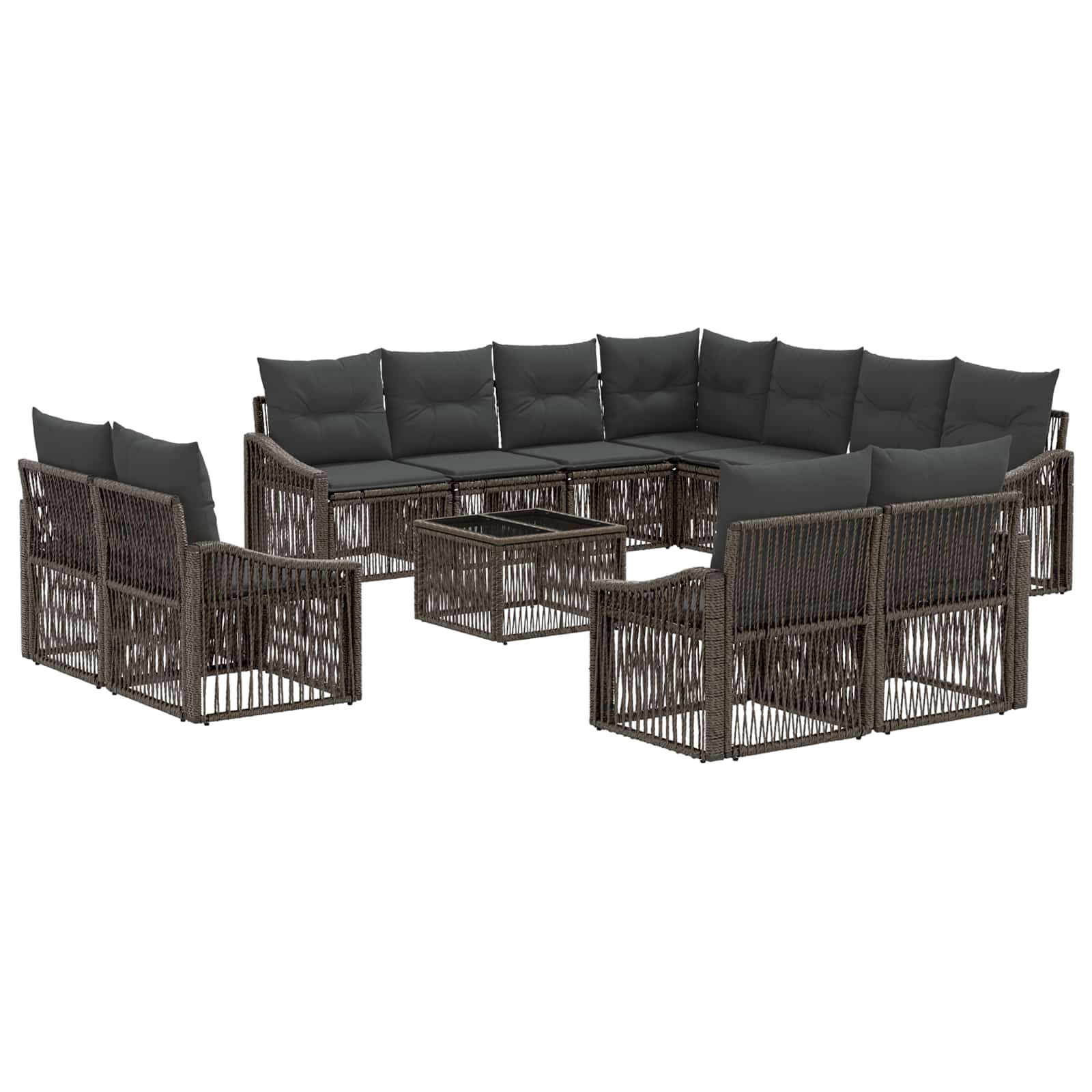 vidaXL Tuinbankenset 12 pcs Zwart poly rattan