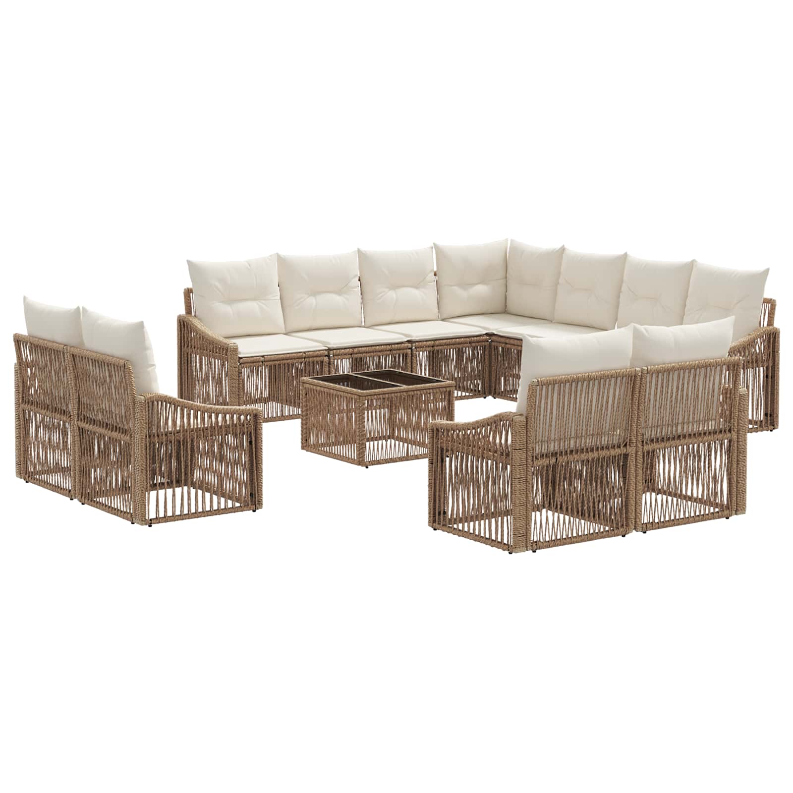 vidaXL Tuinbankenset 12 pcs Zwart poly rattan