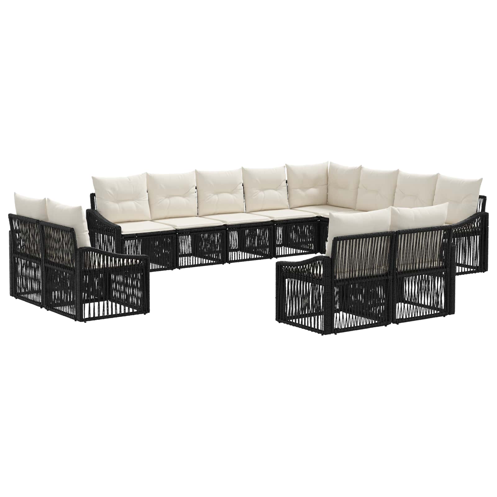 vidaXL Tuinbankenset 13 pcs Zwart poly rattan
