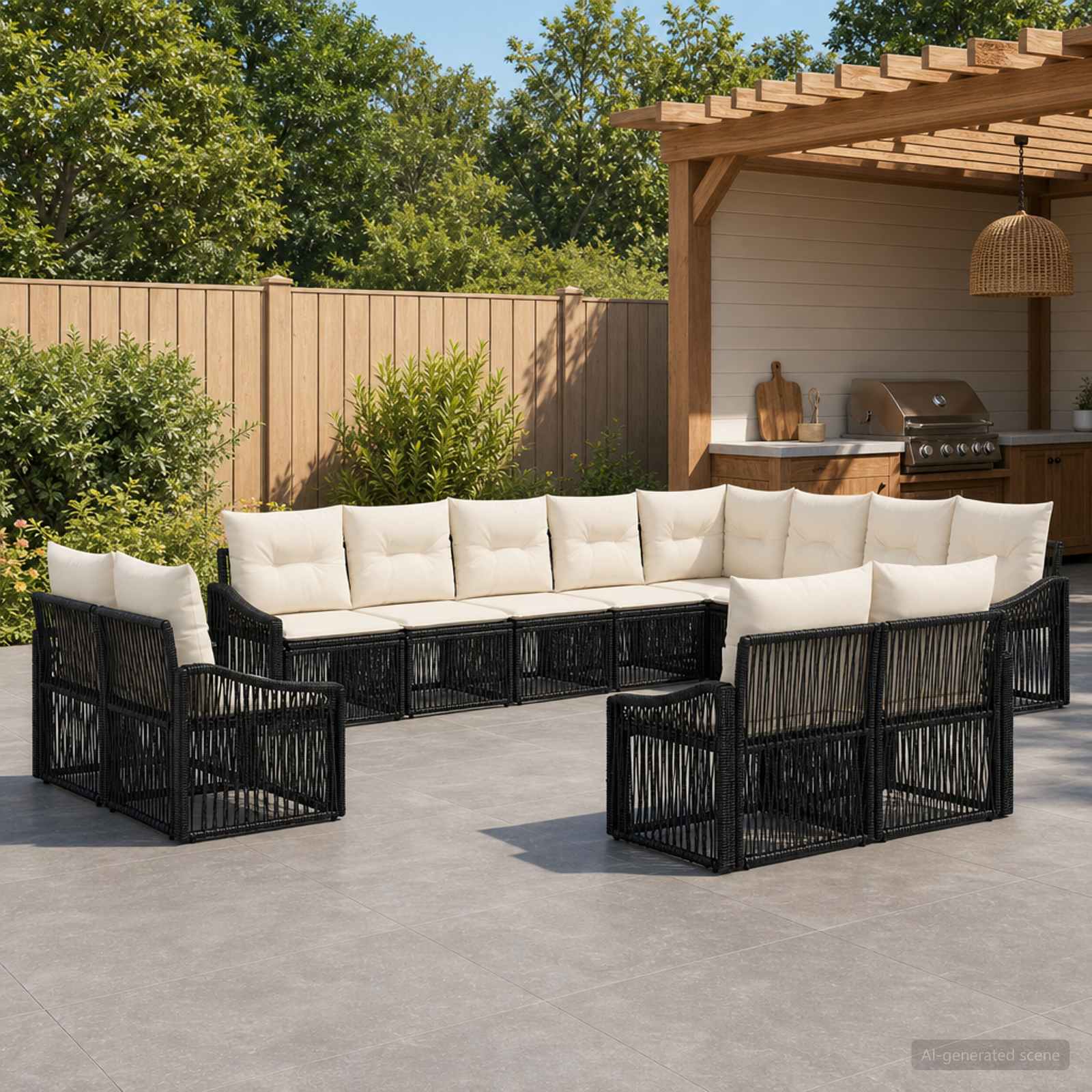 vidaXL Tuinbankenset 13 pcs Zwart poly rattan