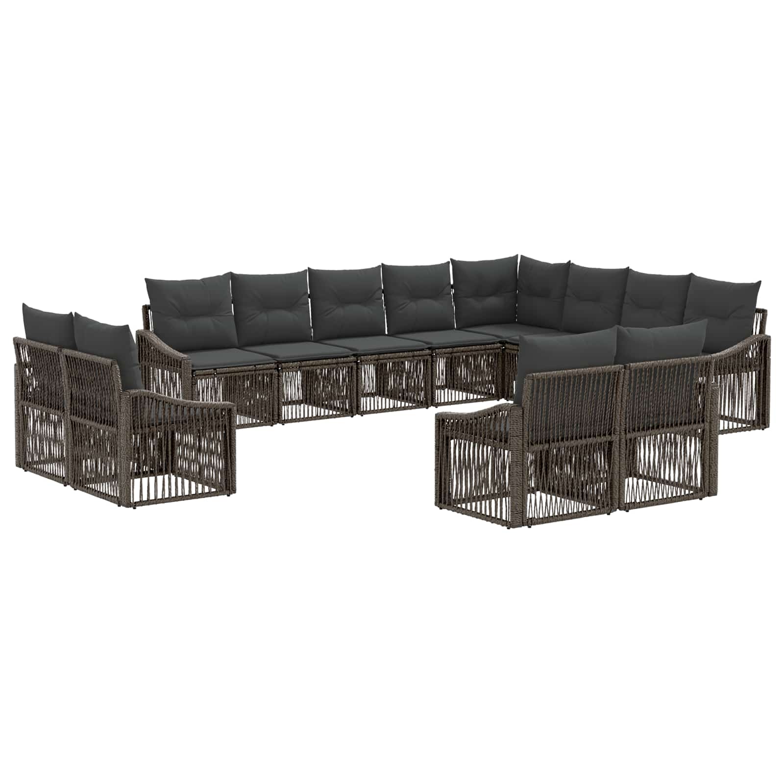 vidaXL Tuinbankenset 13 pcs Zwart poly rattan