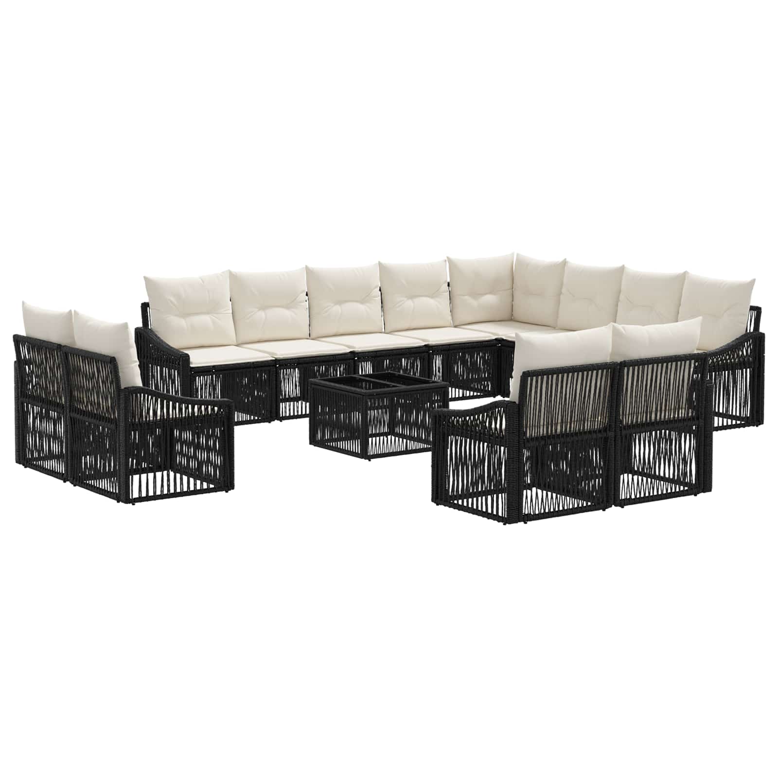 vidaXL Tuinbankenset 13 pcs Zwart poly rattan
