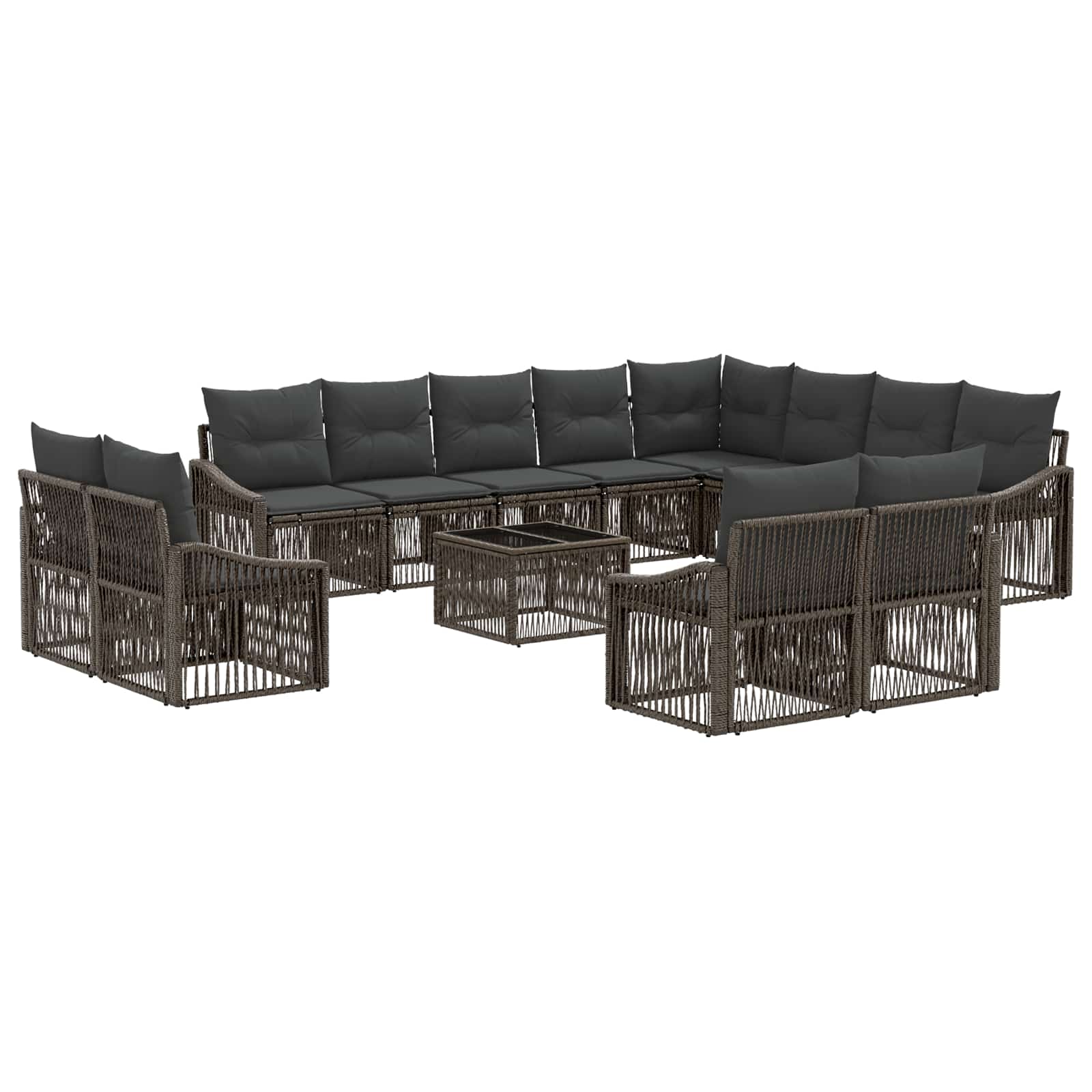 vidaXL Tuinbankenset 13 pcs Zwart poly rattan