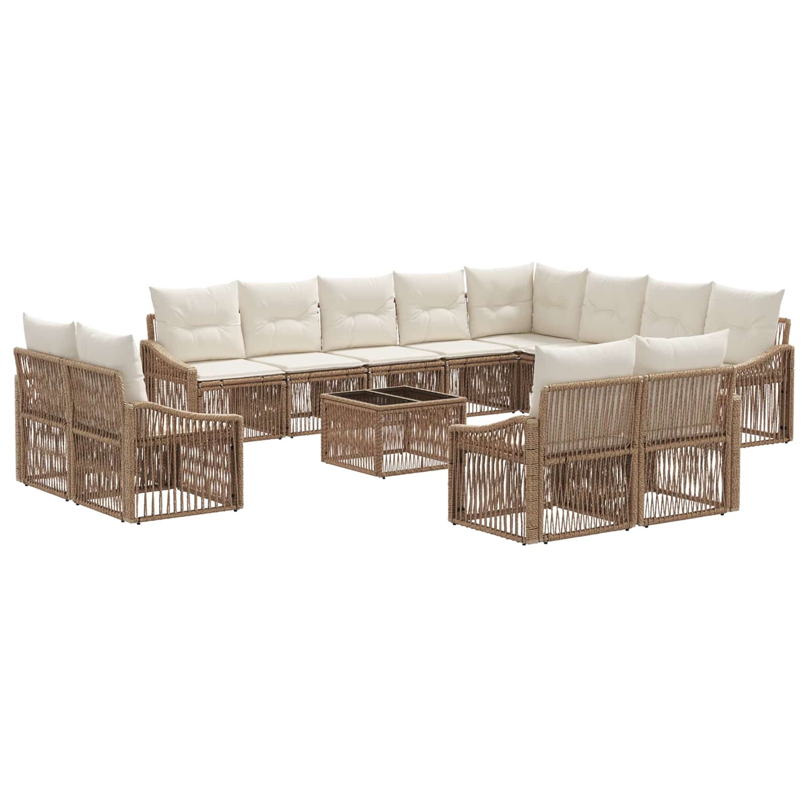 vidaXL Tuinbankenset 13 pcs Zwart poly rattan