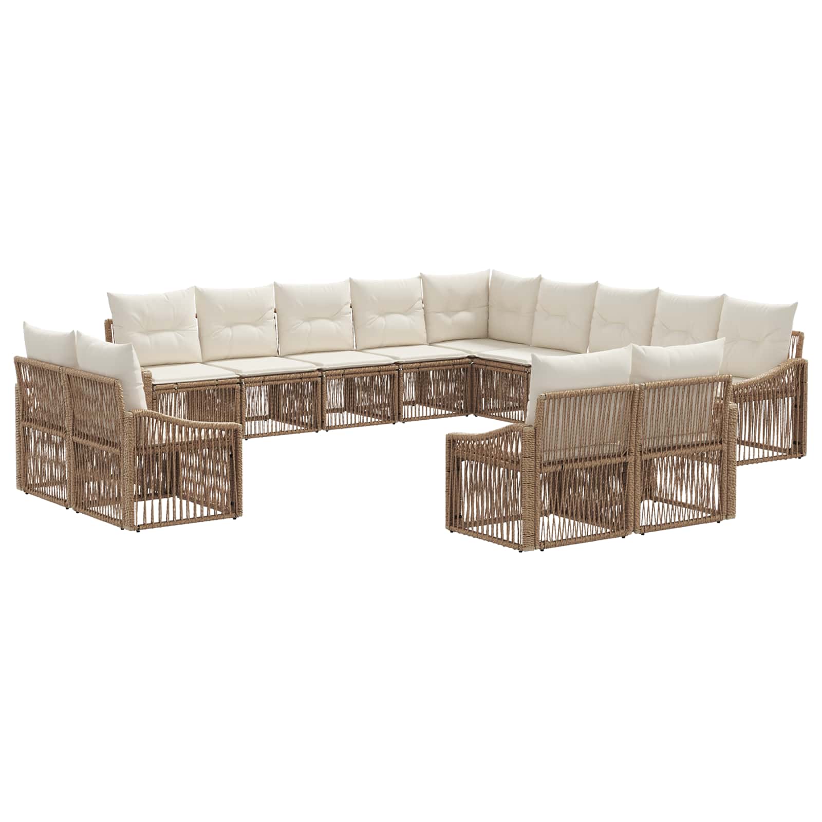 vidaXL Tuinbankenset 14 pcs Zwart poly rattan
