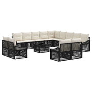 vidaXL Tuinbankenset 14 pcs Zwart poly rattan