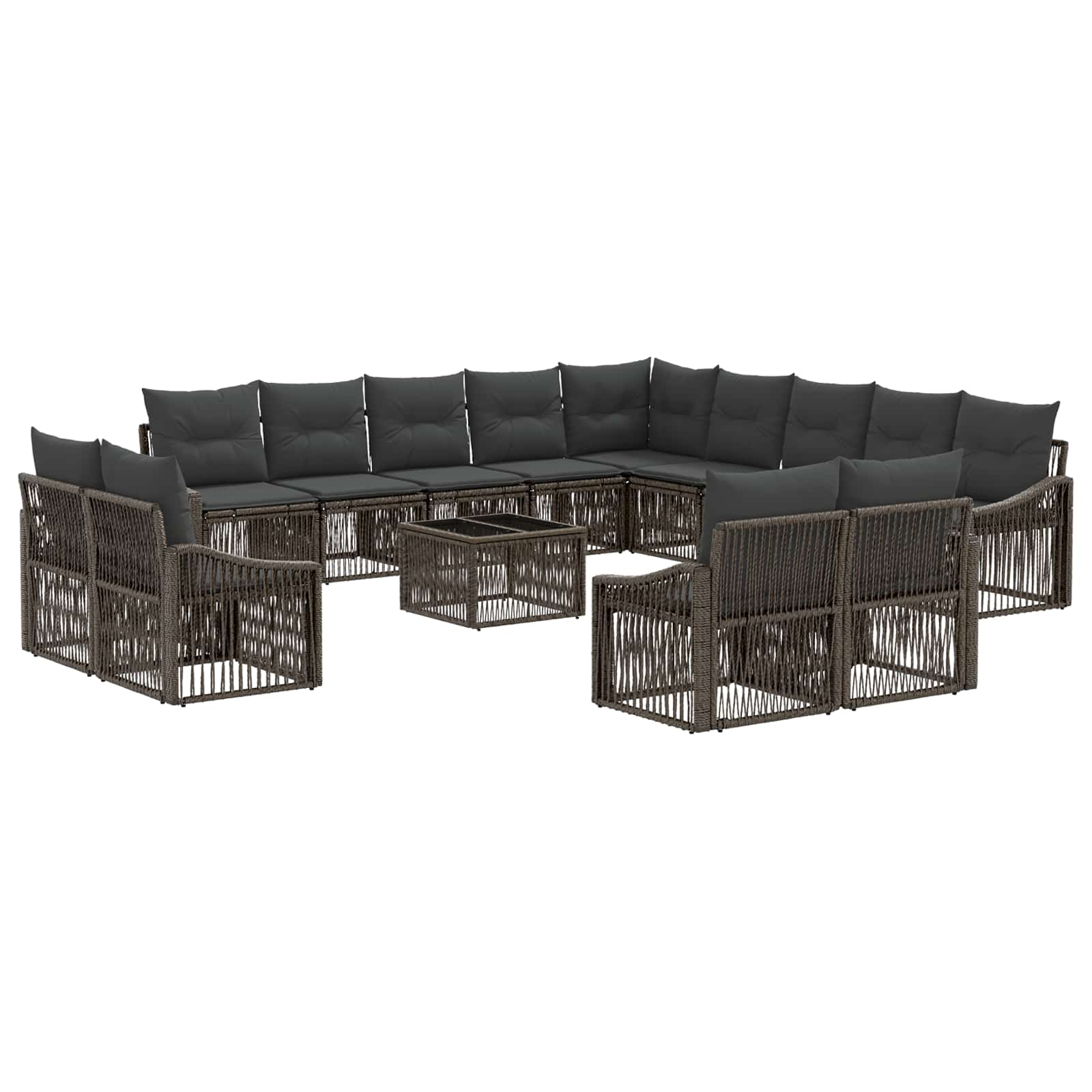 vidaXL Tuinbankenset 14 pcs Zwart poly rattan