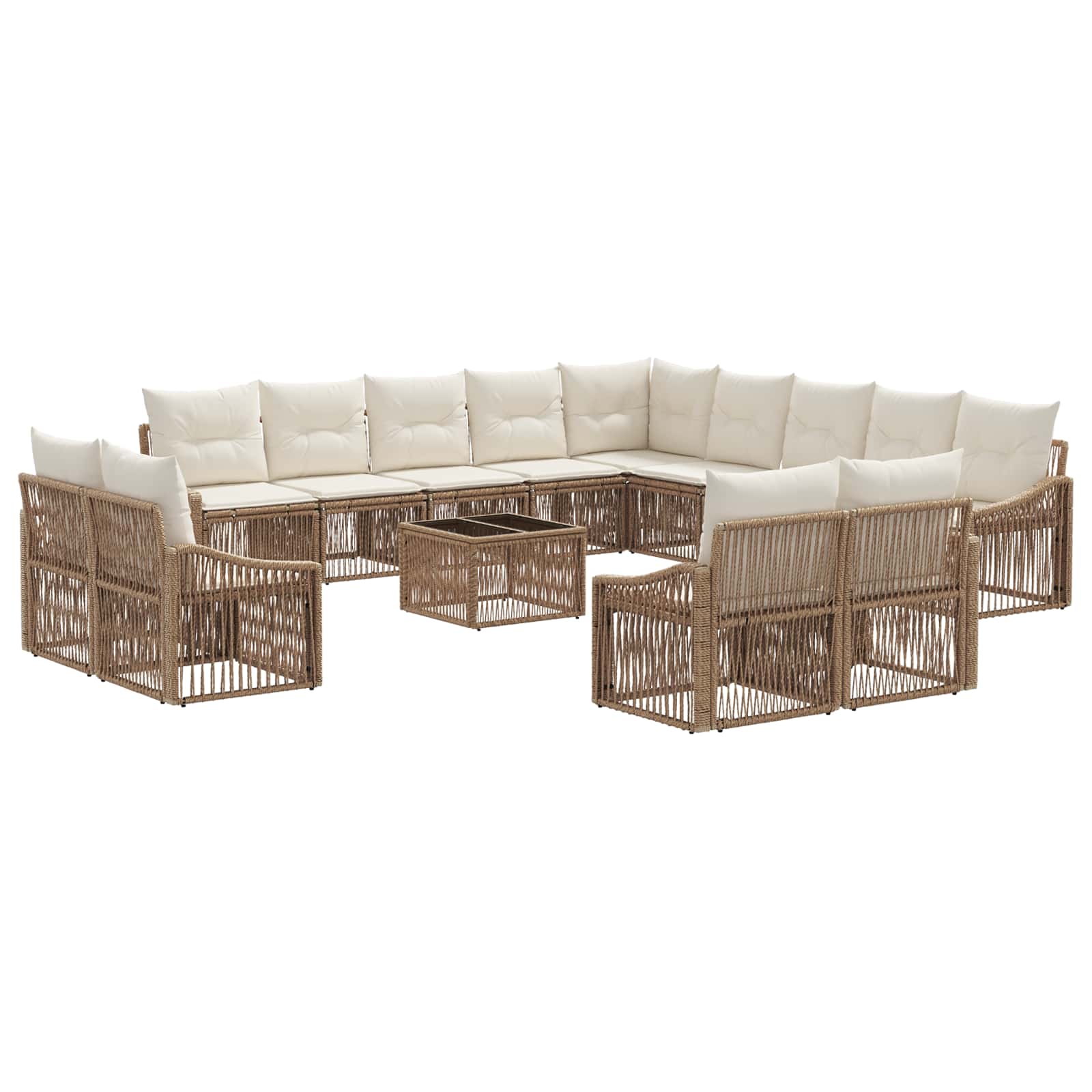 vidaXL Tuinbankenset 14 pcs Zwart poly rattan