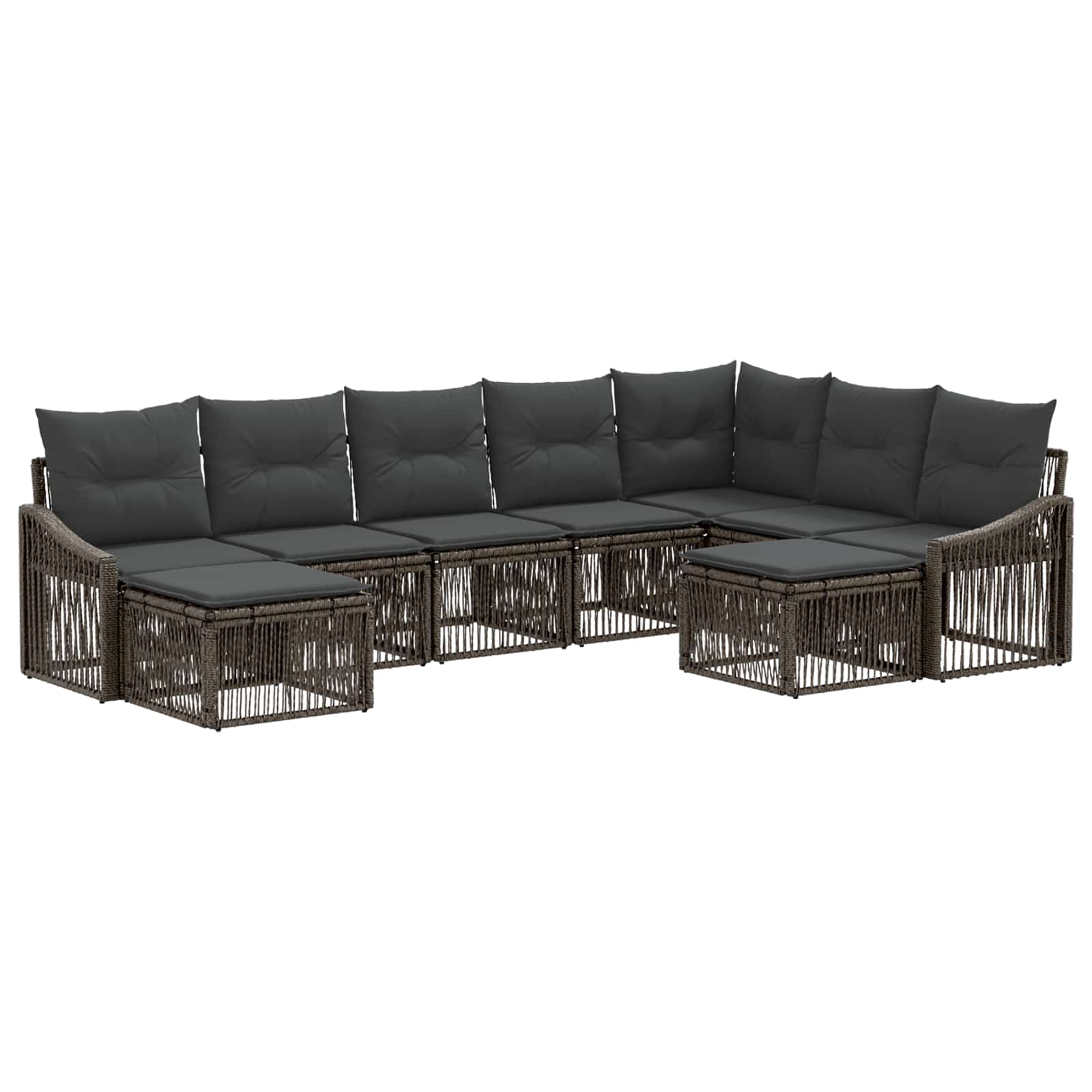 vidaXL Tuinbankenset 10 pcs Zwart poly rattan