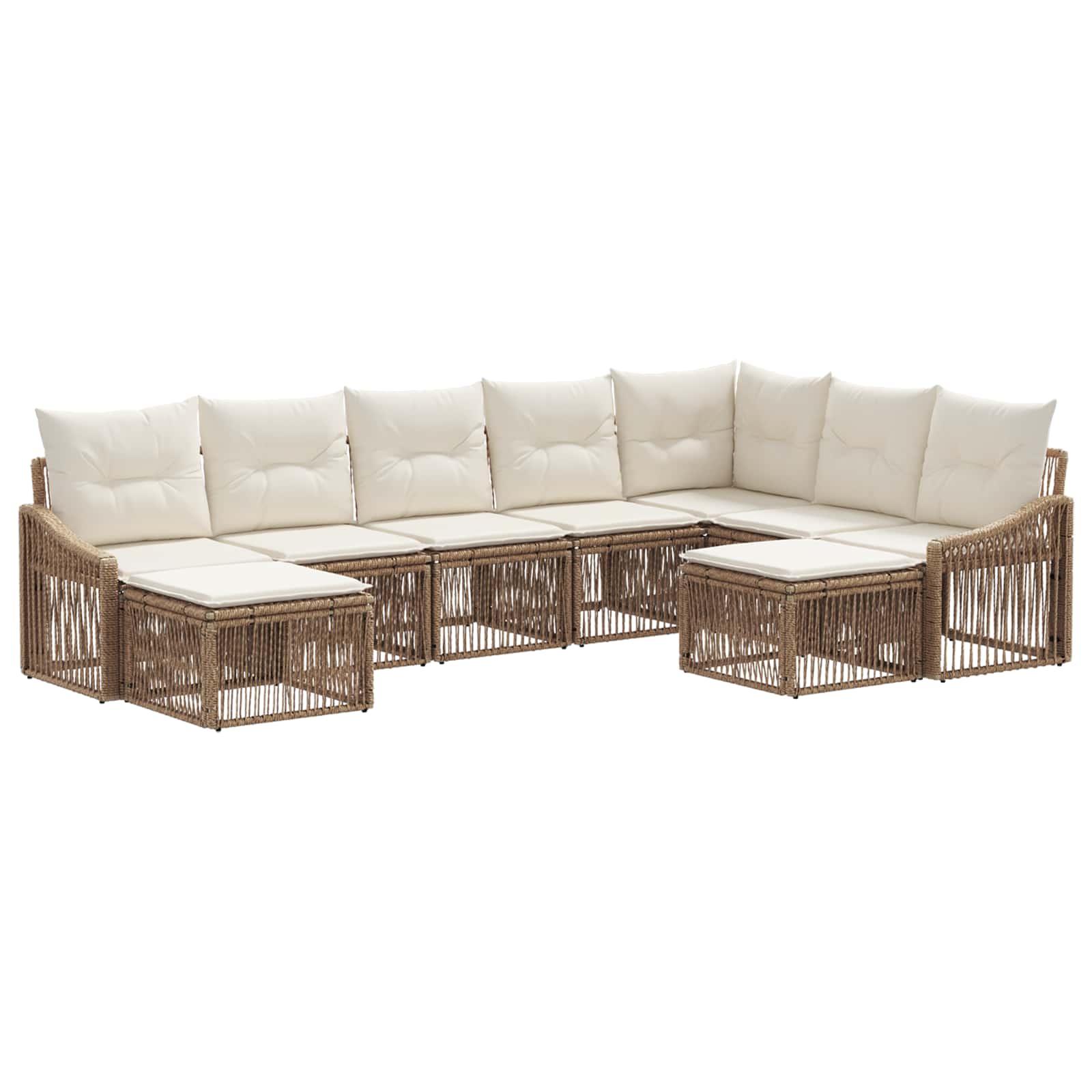 vidaXL Tuinbankenset 10 pcs Zwart poly rattan