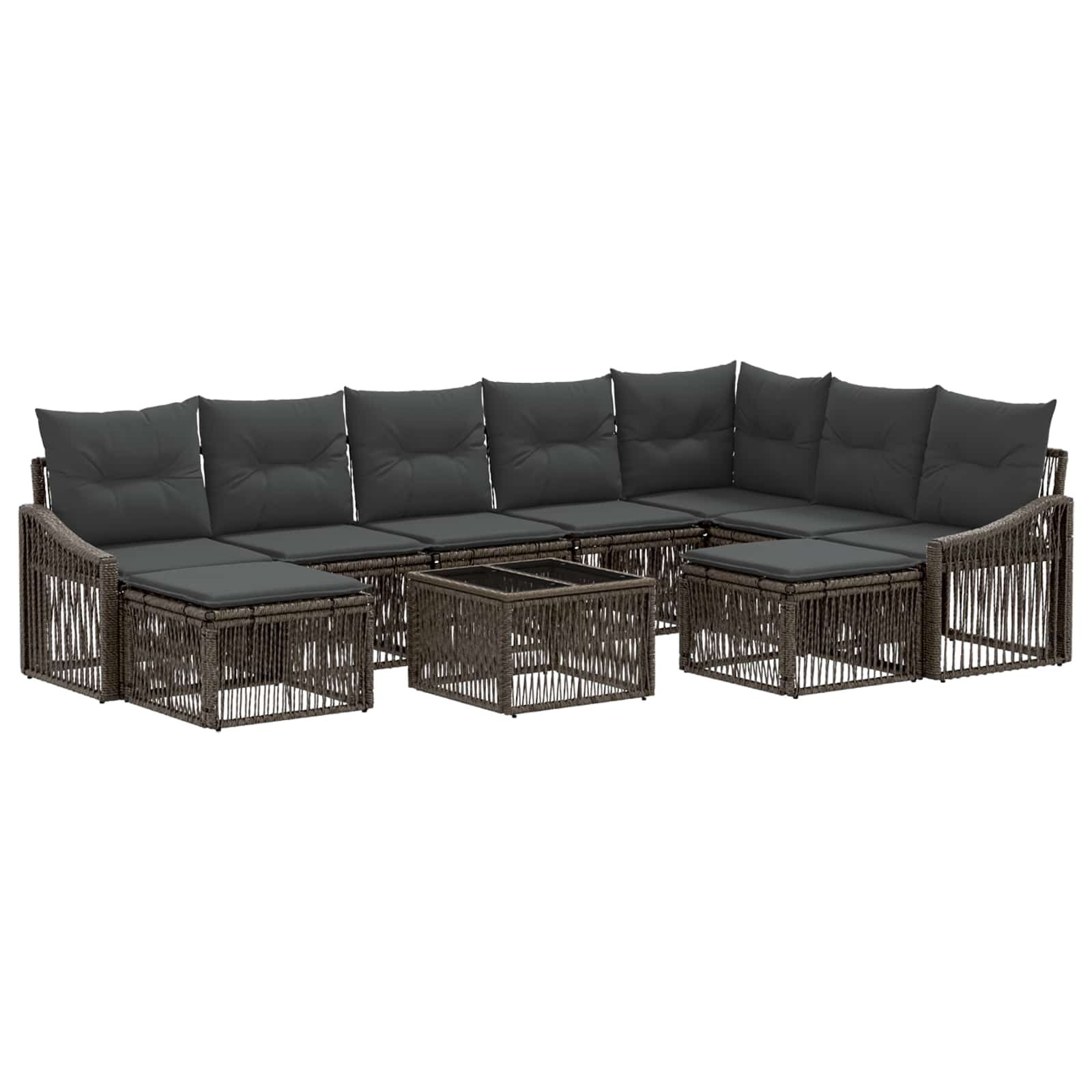 vidaXL Tuinbankenset 10 pcs Zwart poly rattan
