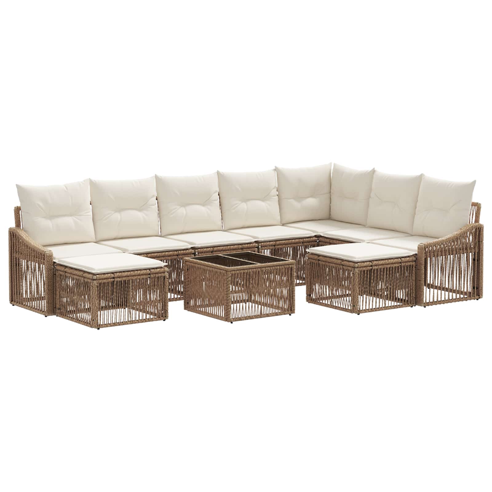 vidaXL Tuinbankenset 10 pcs Zwart poly rattan