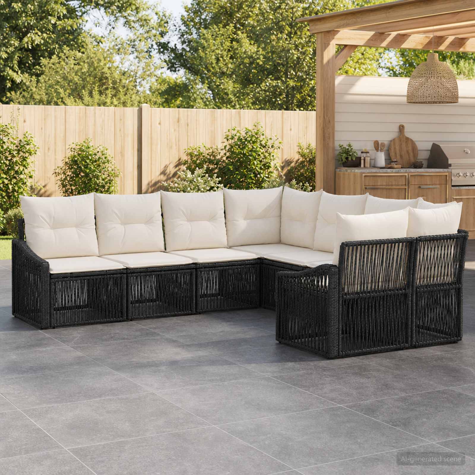 vidaXL Tuinbankenset 8 st 8-Aantal zitplaatsen Zwart poly rattan