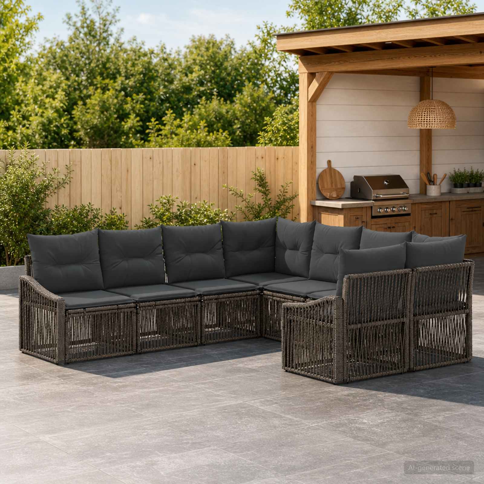 vidaXL Tuinbankenset 8 st 8-Aantal zitplaatsen Zwart poly rattan