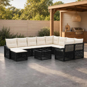 vidaXL Tuinbankenset 11 st Zwart poly rattan
