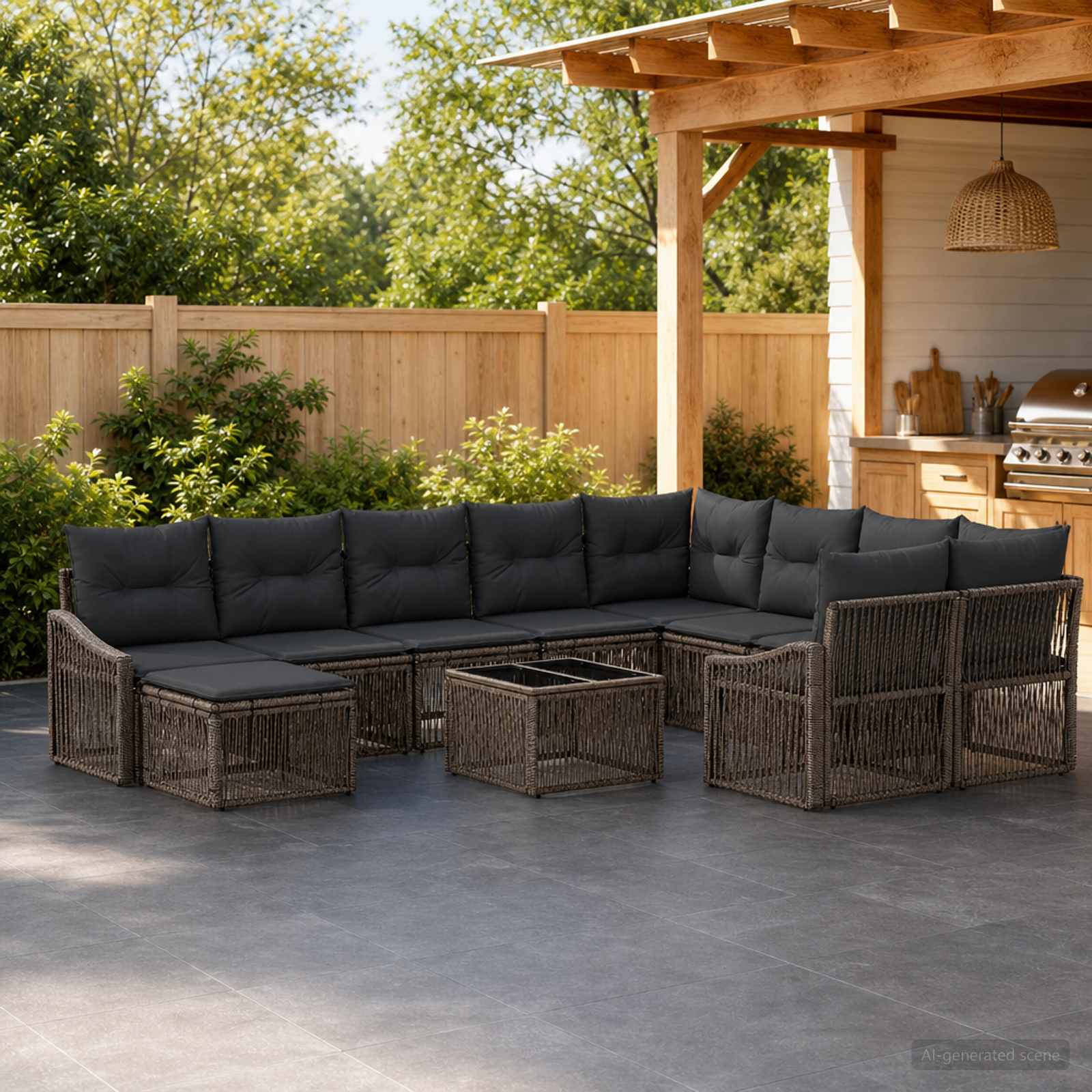 vidaXL Tuinbankenset 11 st Zwart poly rattan