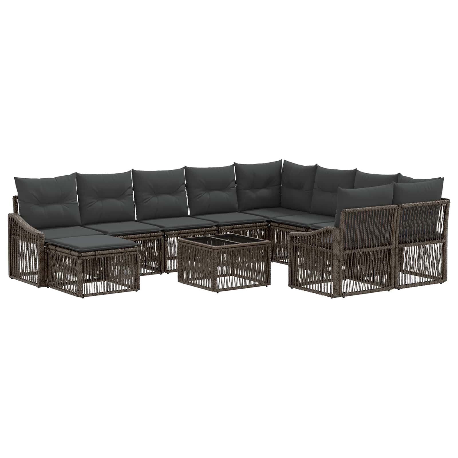 vidaXL Tuinbankenset 11 st Zwart poly rattan