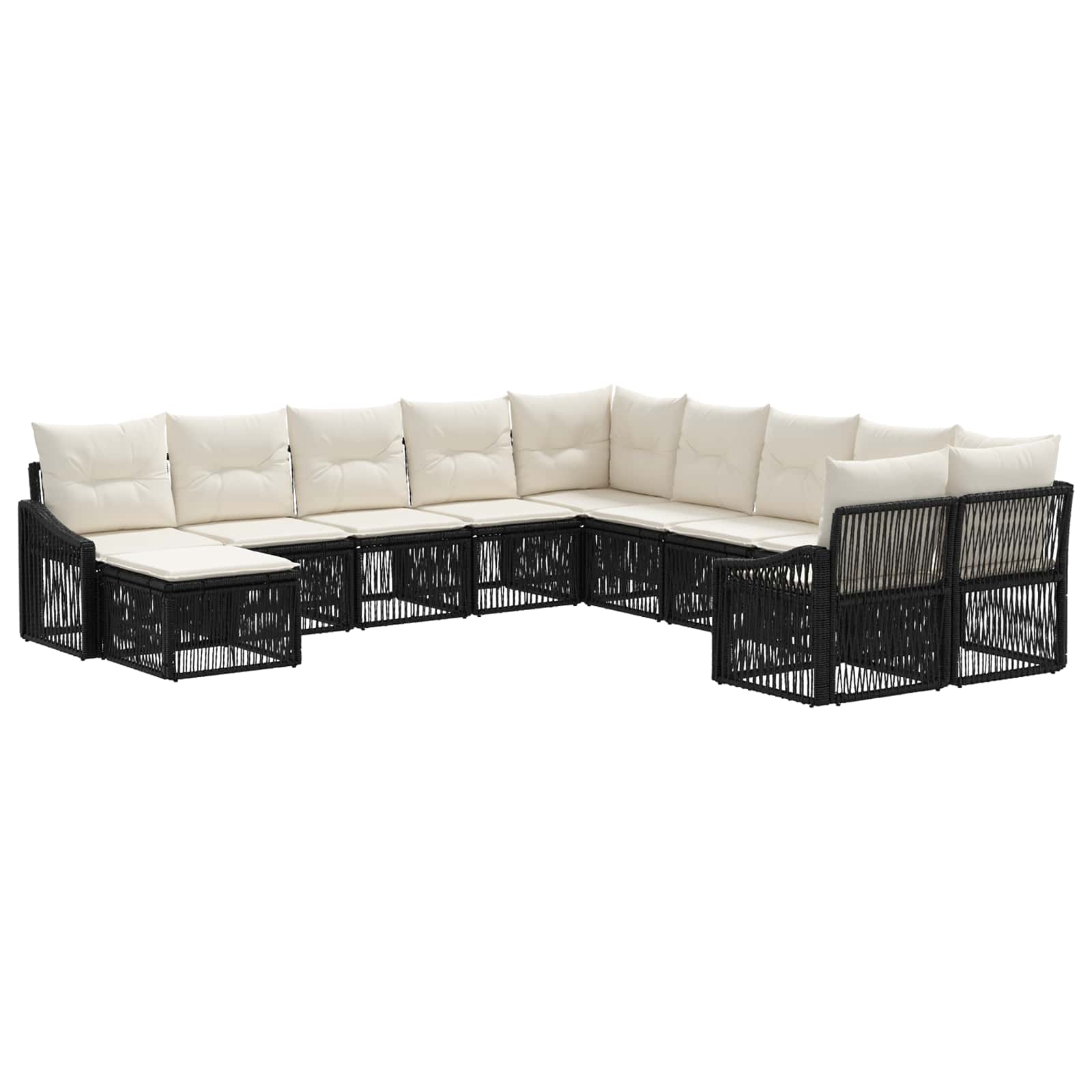 vidaXL Tuinbankenset 12 pcs Zwart poly rattan