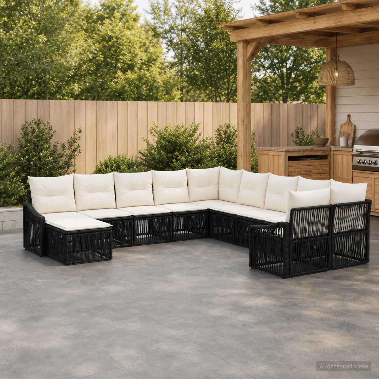 vidaXL Tuinbankenset 12 pcs Zwart poly rattan