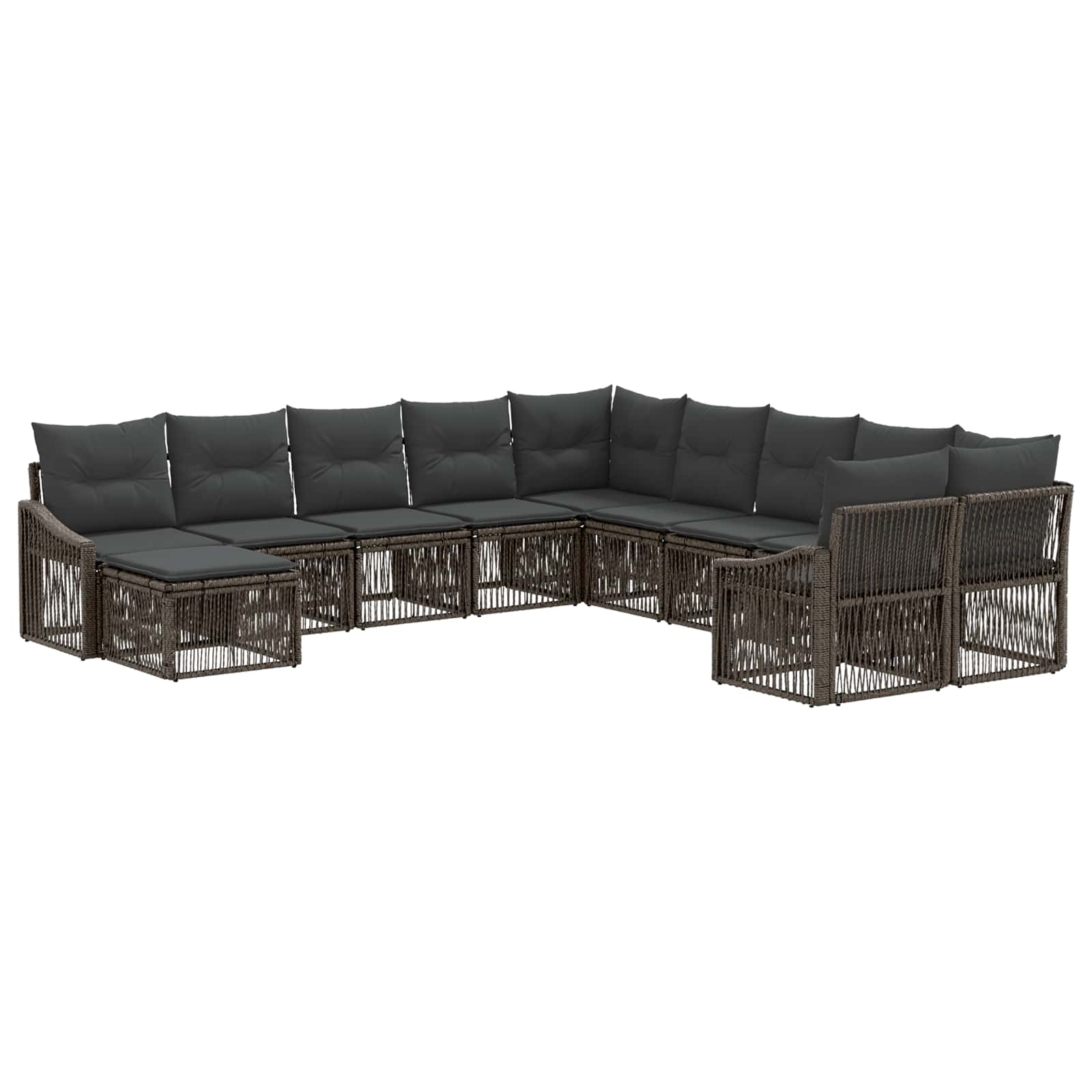 vidaXL Tuinbankenset 12 pcs Zwart poly rattan