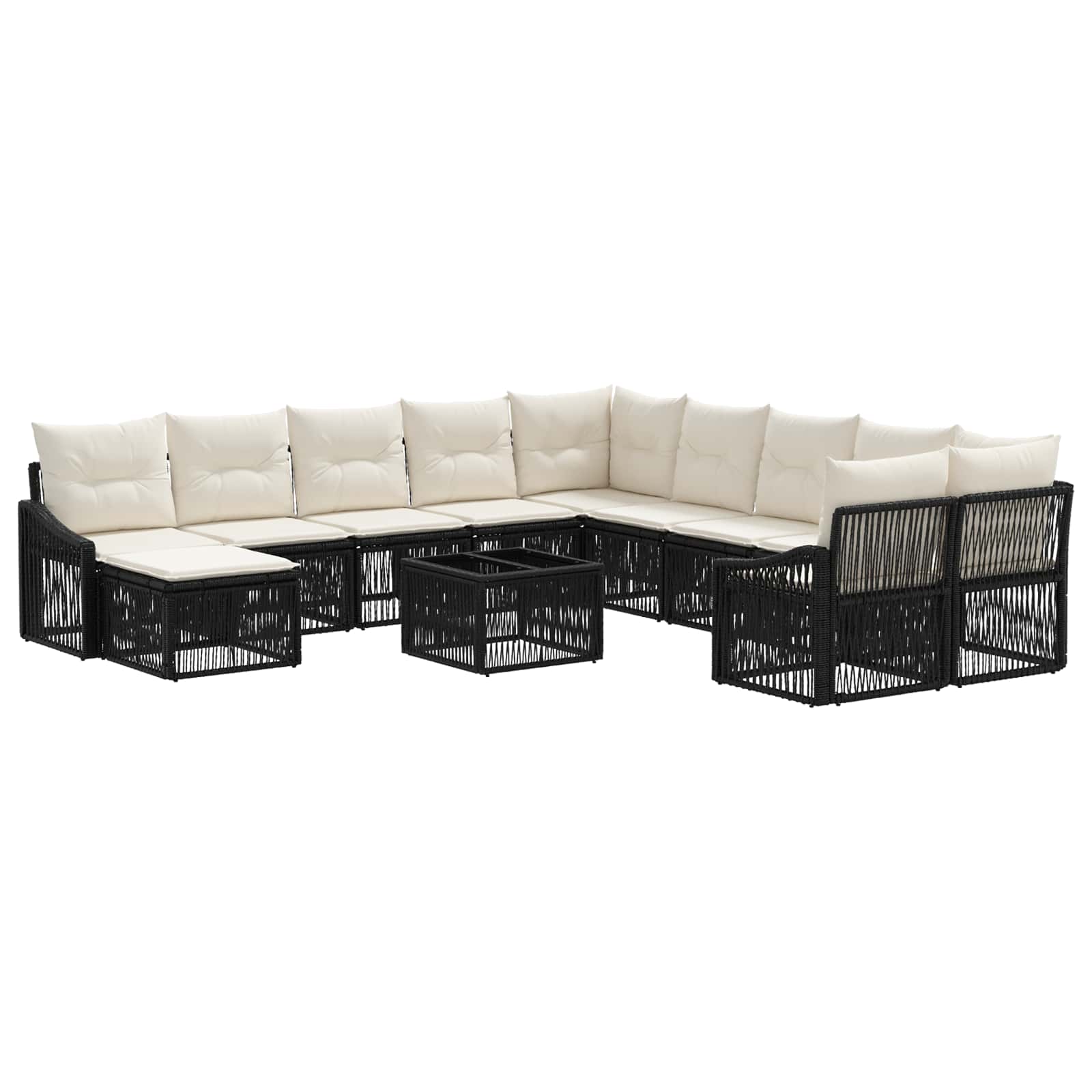 vidaXL Tuinbankenset 12 pcs Zwart poly rattan