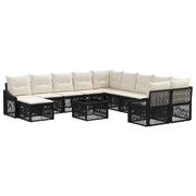 vidaXL Tuinbankenset 12 pcs Zwart poly rattan